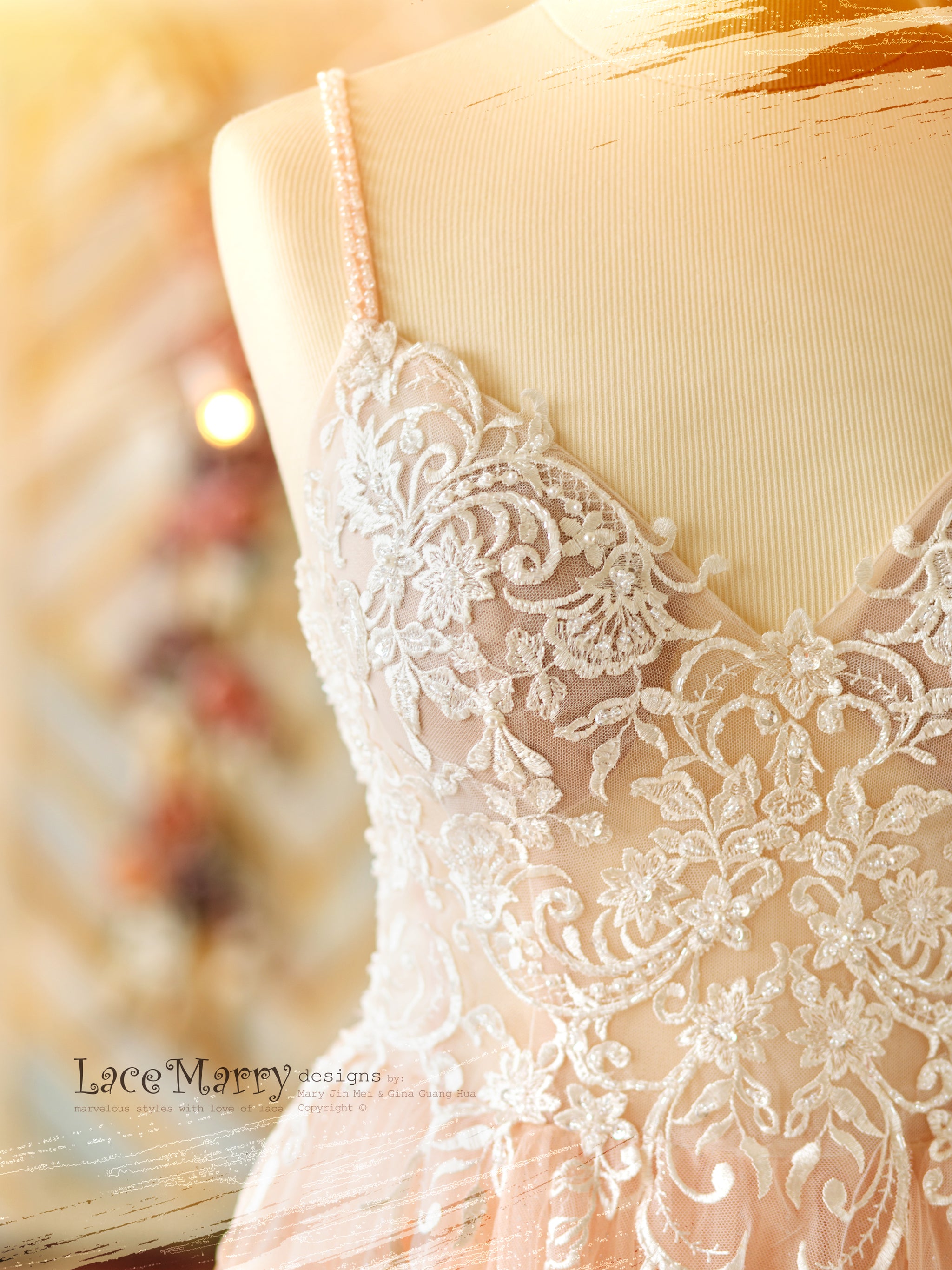 MEDEA / Blush Wedding Dress with Beading - LaceMarry MEDEA / Blush Wedding Dress with Beading - LaceMarry