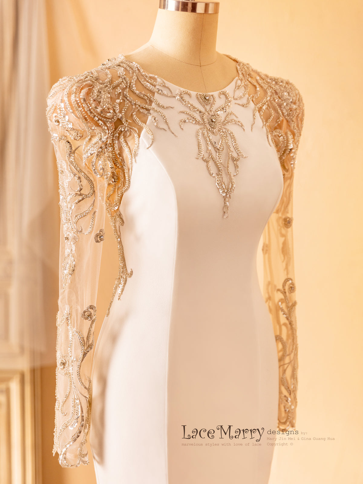 Long Sleeves Wedding Dress with Puff Shoulders