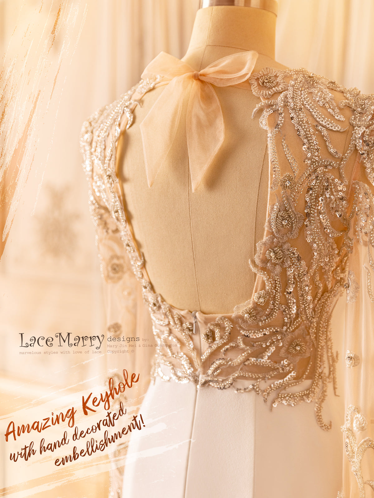 Keyhole Wedding Dress with Embellishment
