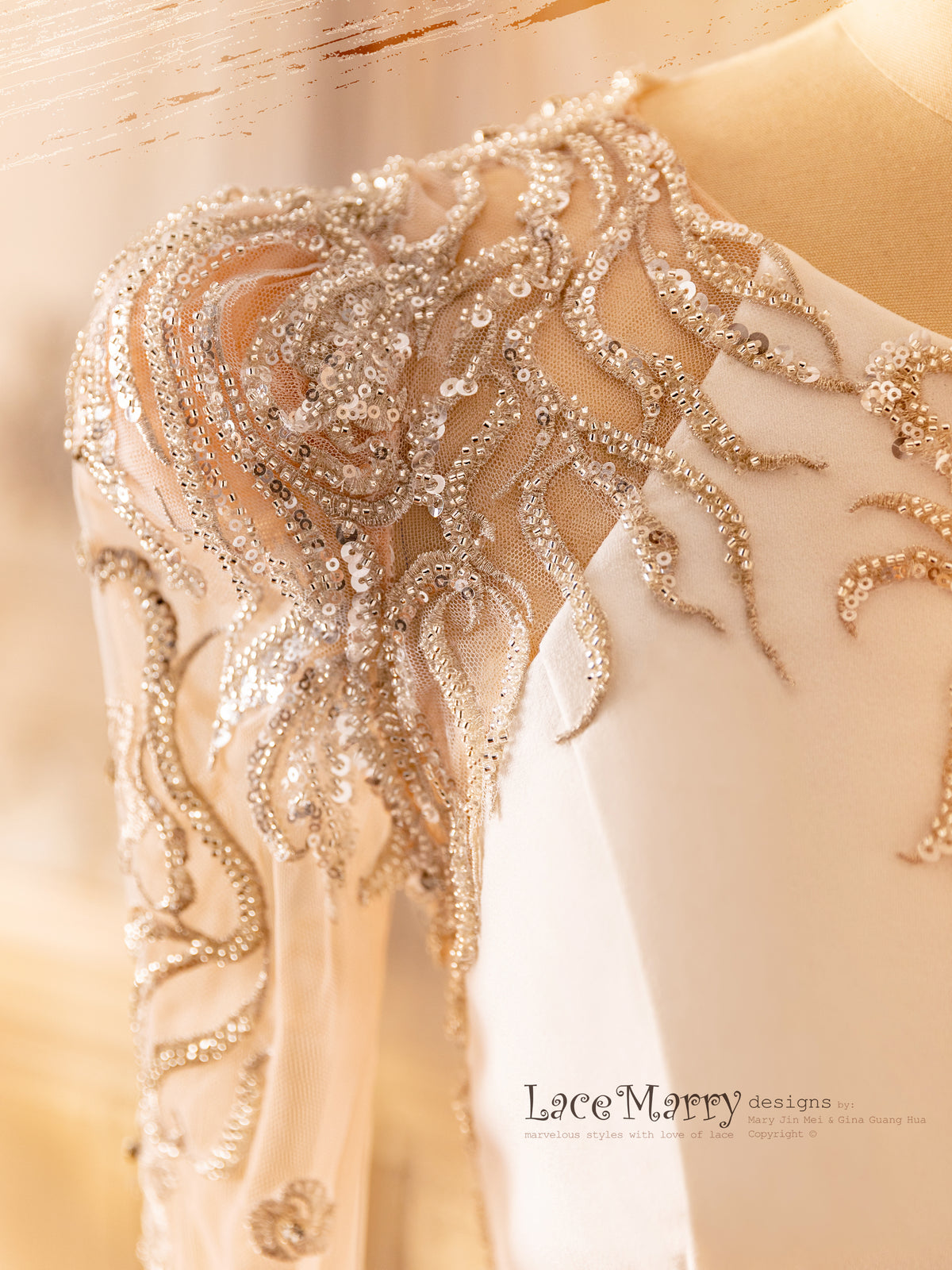Puff Shoulder Sleeves Wedding Gown