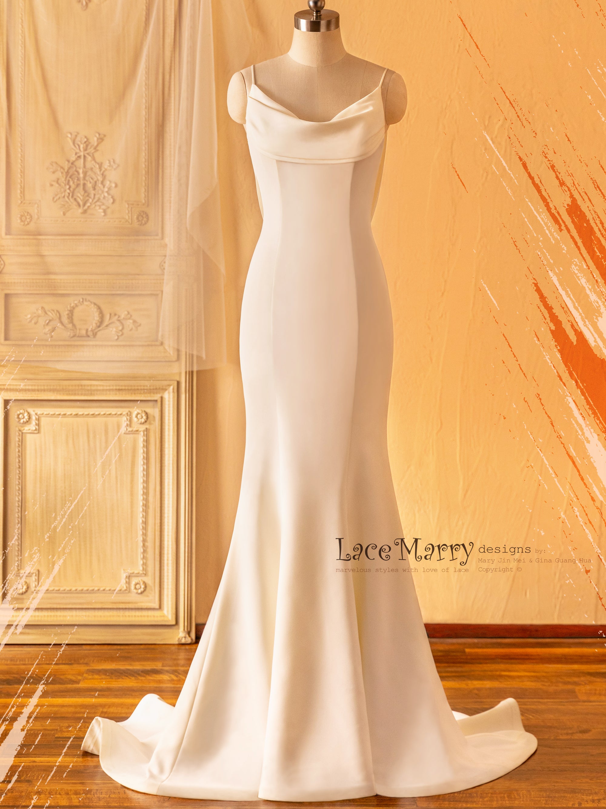 Plain Wedding Dress with Draped Neckline