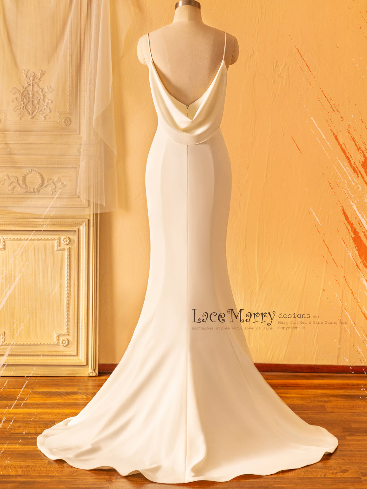 Low Cut Plain Wedding Dress