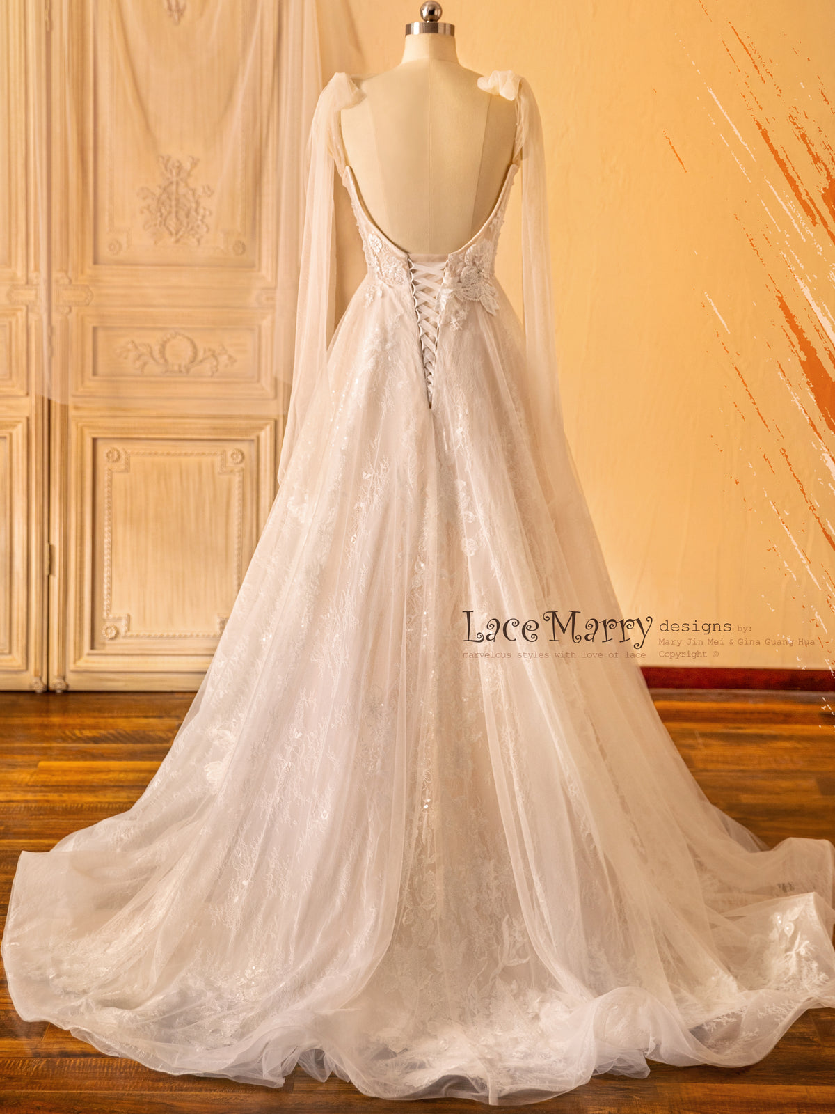 Lace Wedding Dress with Cape Sleeves