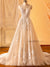 A Line Wedding Dress with Thin Straps and Plunge Neck