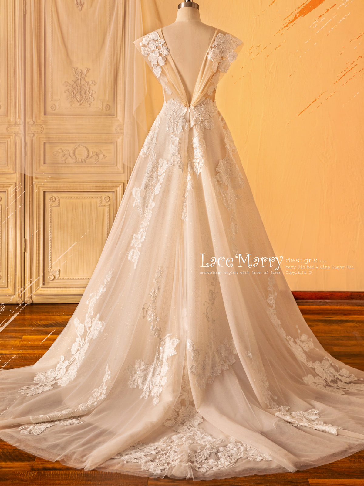 V Back Lace Wedding Dress