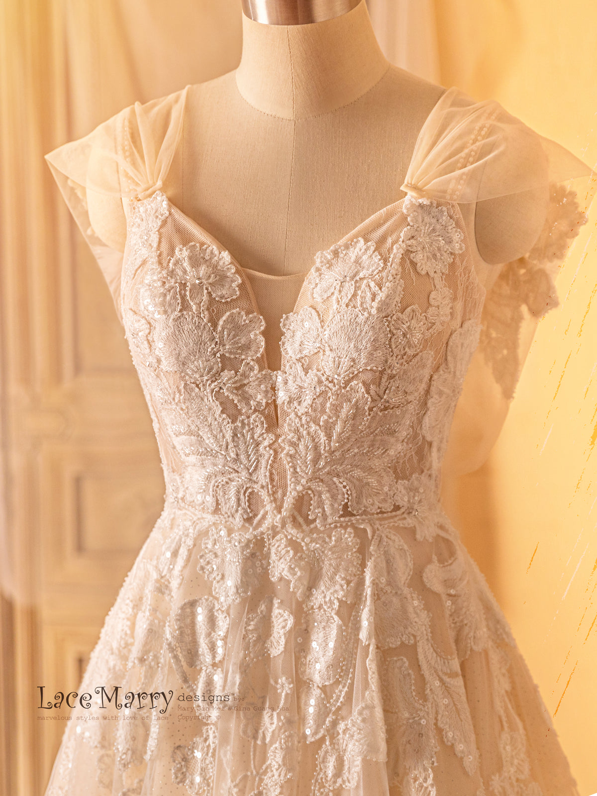 Plunge Neckline Wedding Dress