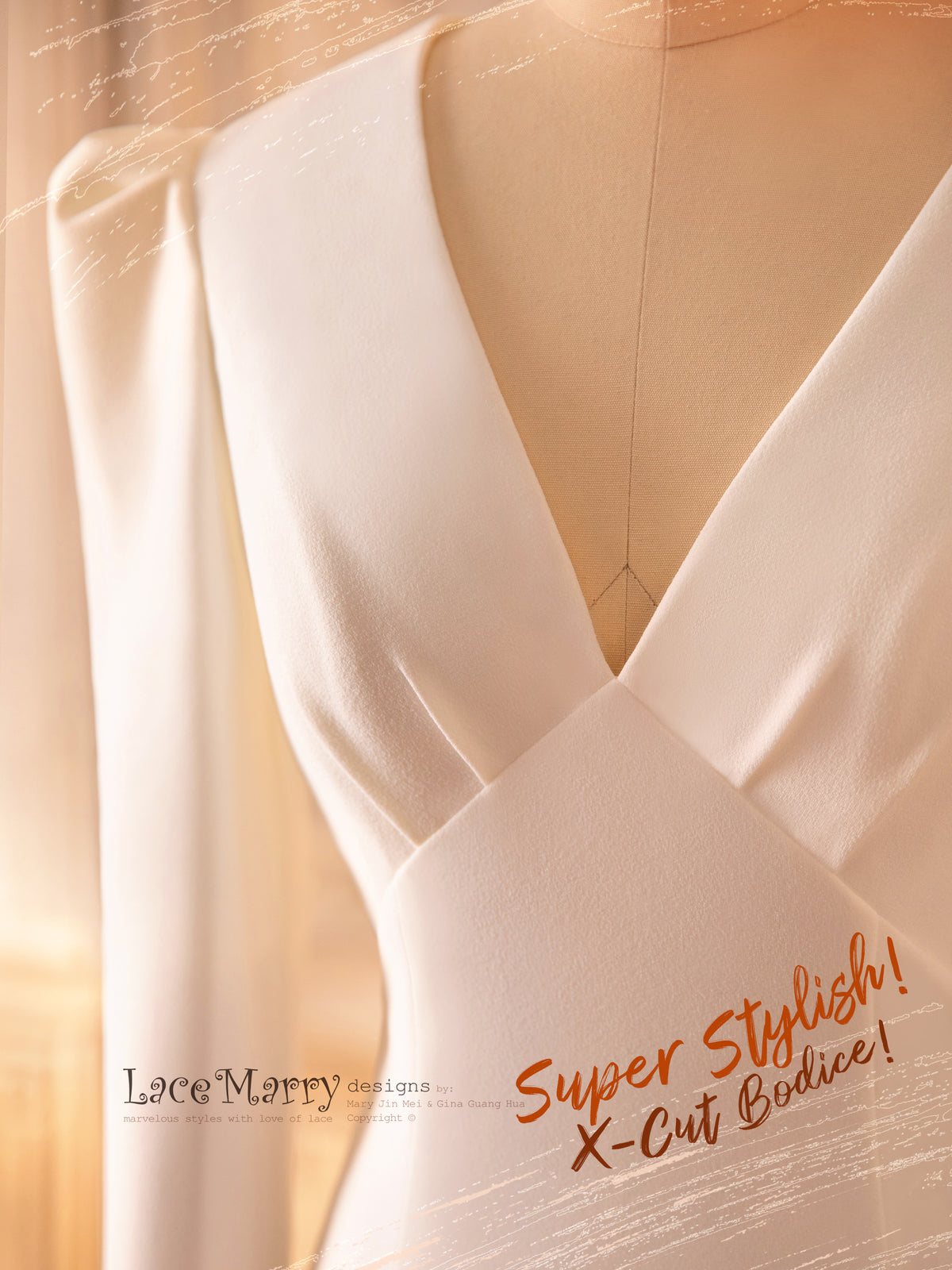 REI / Puff Shoulder Sleeve Simple Wedding Dress