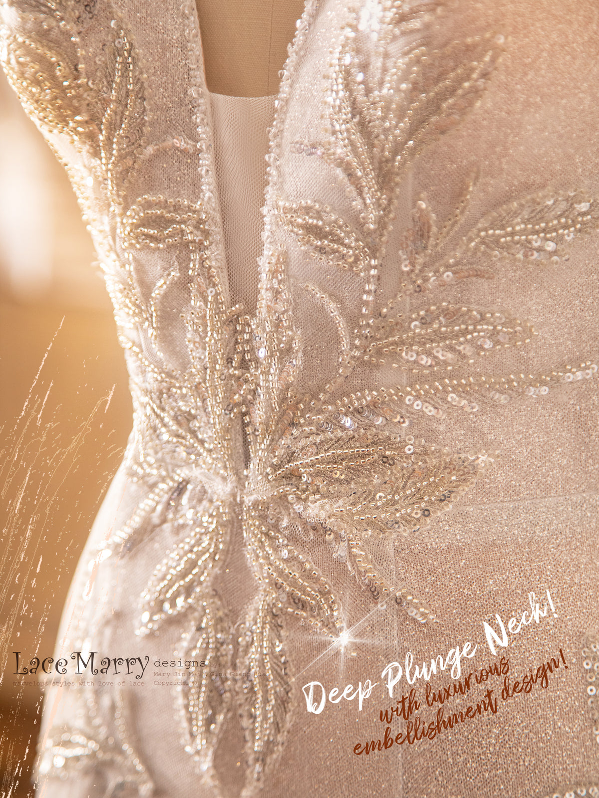 RAYLA / Fitted Wedding Dress with Sexy Neckline