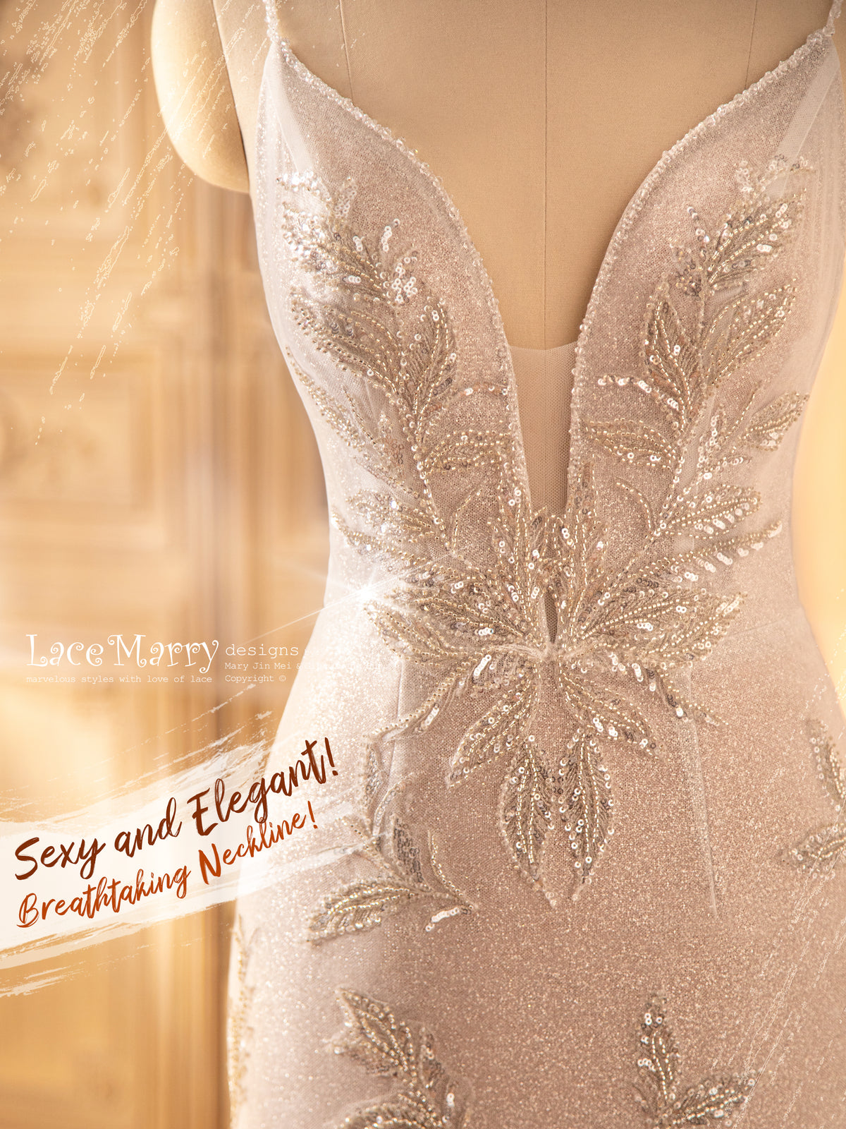 RAYLA / Fitted Wedding Dress with Sexy Neckline