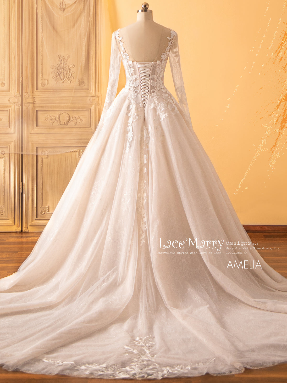 AMELIA / A-Line Wedding Dress with Long Sleeves