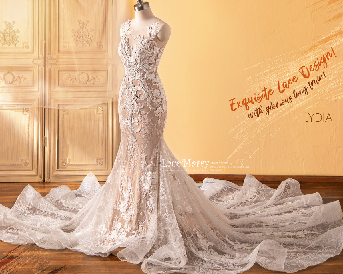LYDIA / Magnificent Wedding Dress with Beaded Lace Design