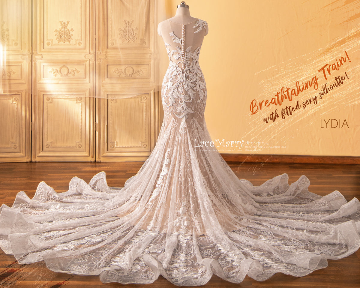 LYDIA / Magnificent Wedding Dress with Beaded Lace Design