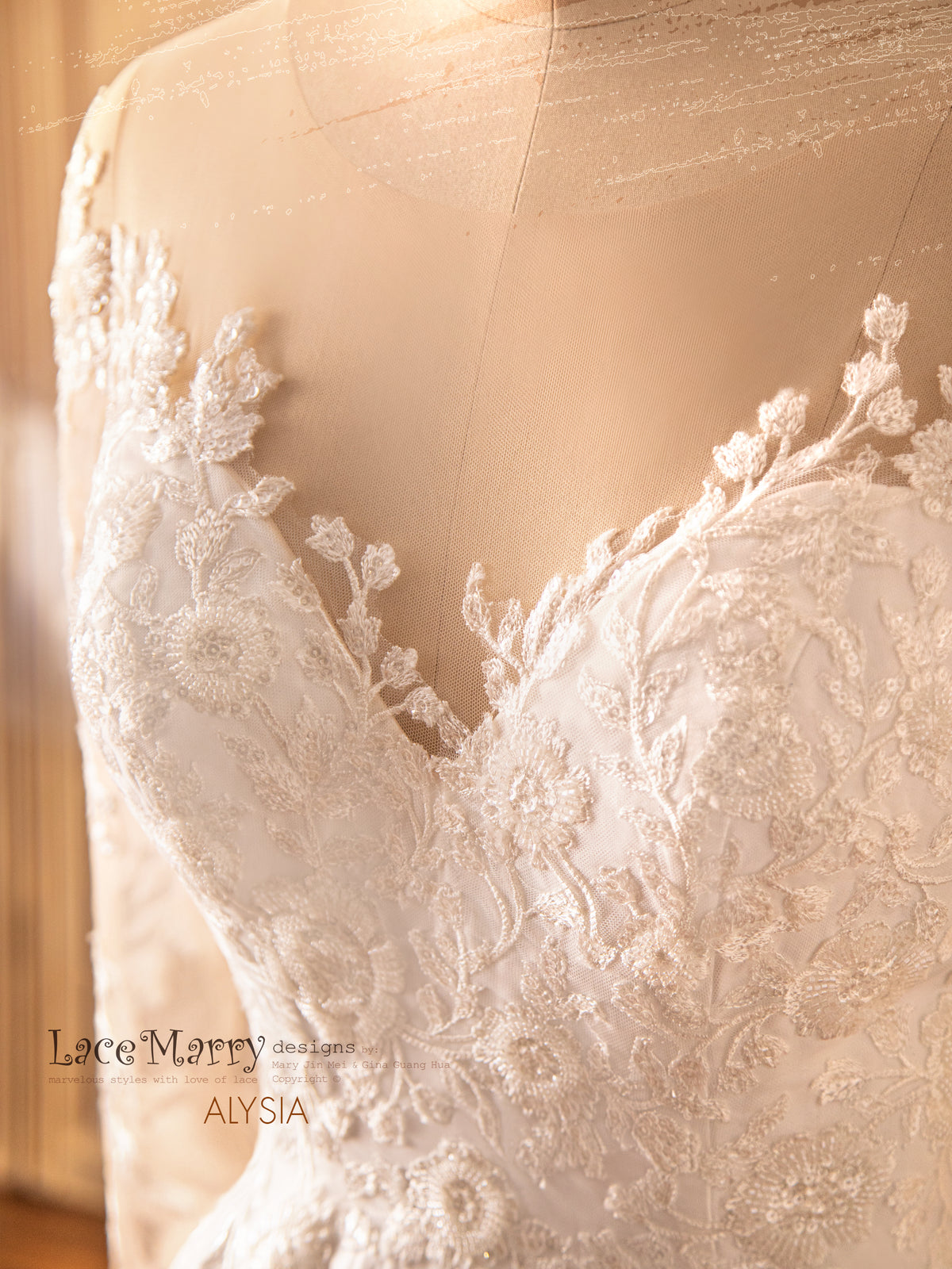 ALYSIA / Sparkling Wedding Dress with Asymmetrical Cut Skirt