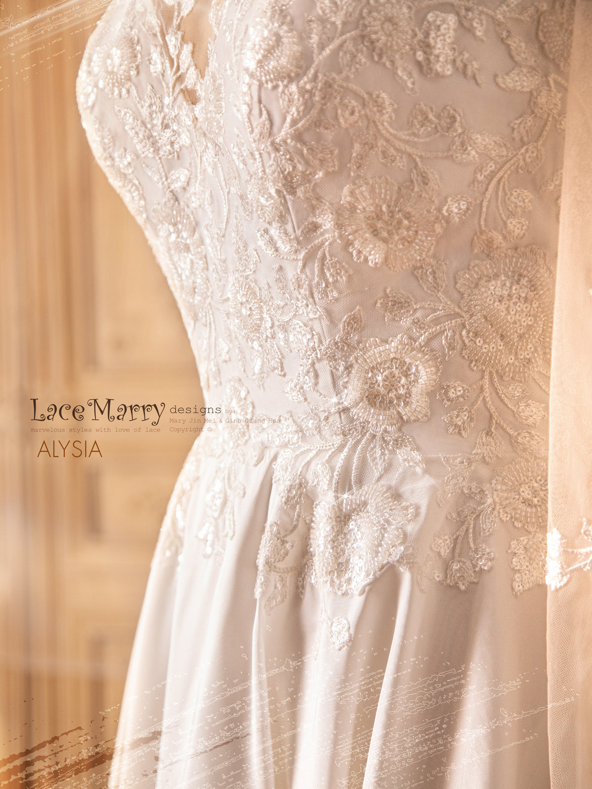 ALYSIA / Sparkling Wedding Dress with Asymmetrical Cut Skirt