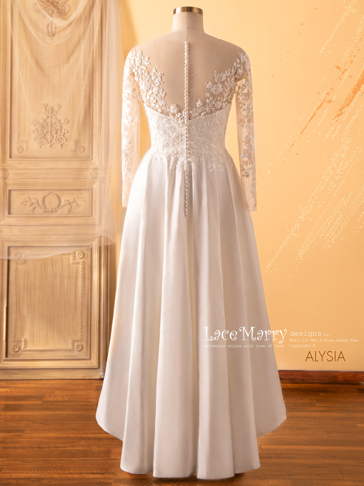 ALYSIA / Sparkling Wedding Dress with Asymmetrical Cut Skirt