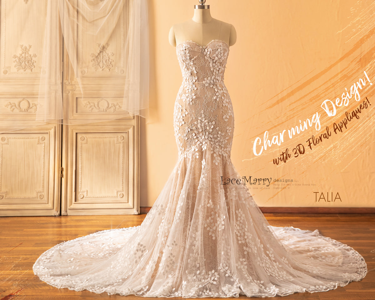 TALIA / Mermaid Wedding Dress with Strapless Bodice - LaceMarry TALIA / Mermaid Wedding Dress with Strapless Bodice - LaceMarry