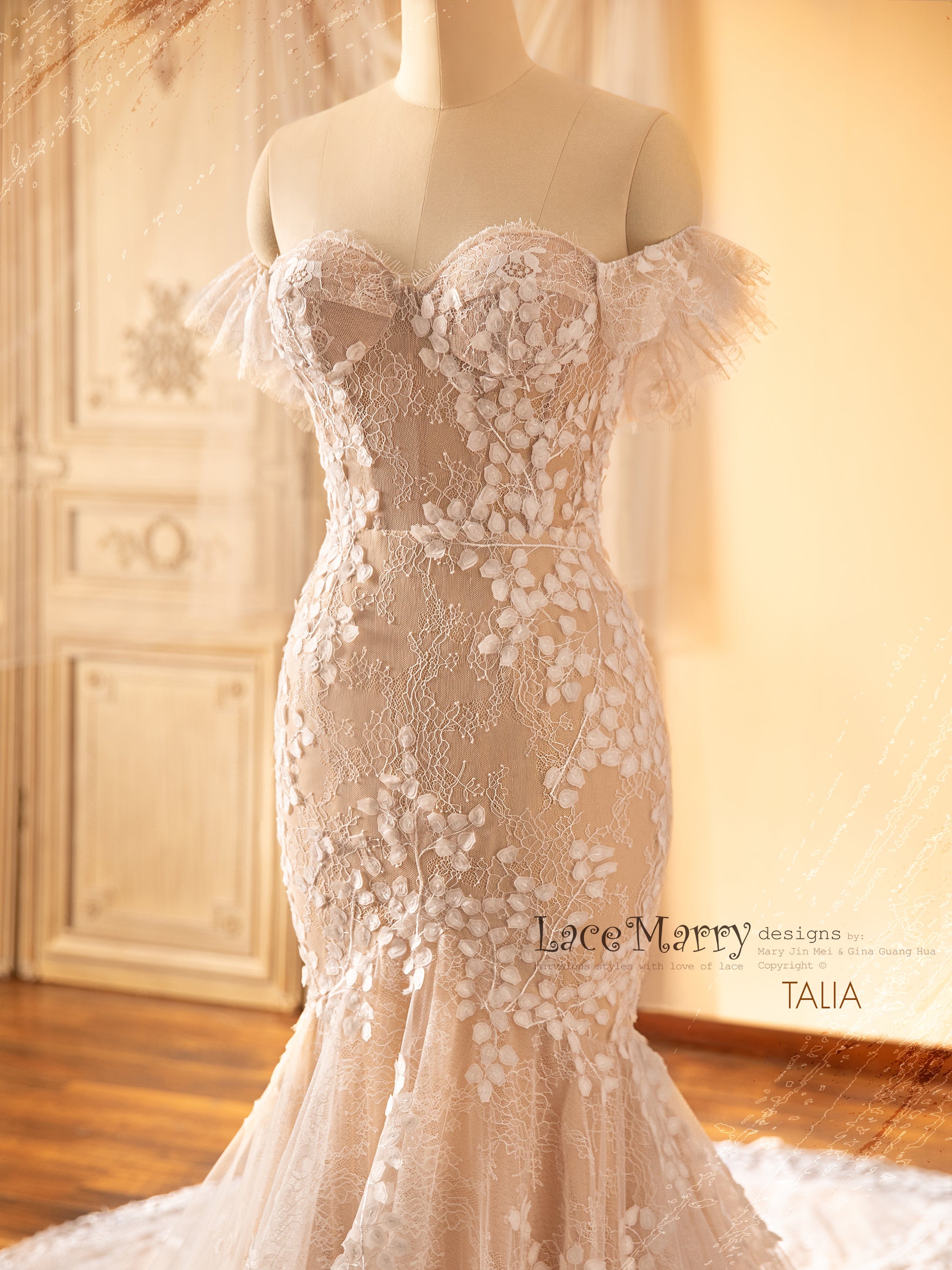 TALIA / Mermaid Wedding Dress with Strapless Bodice - LaceMarry TALIA / Mermaid Wedding Dress with Strapless Bodice - LaceMarry