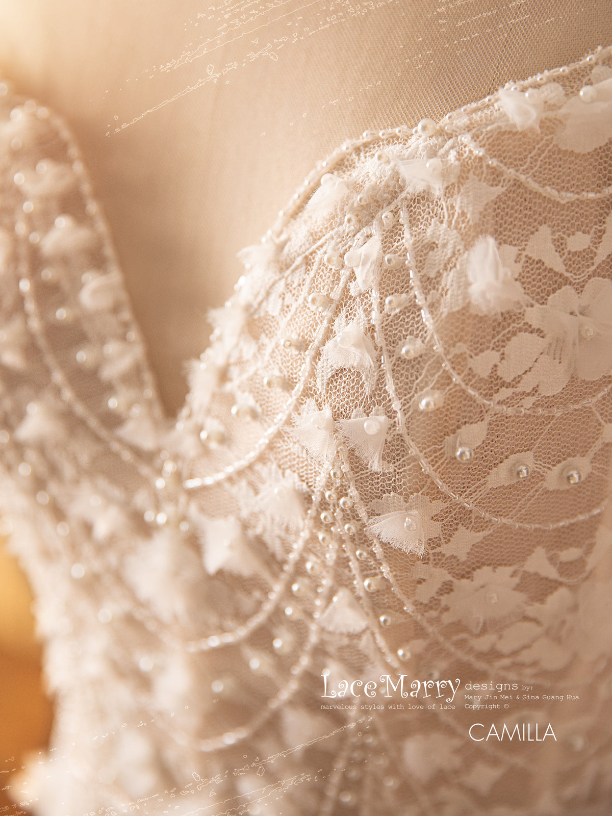 CAMILLA / Charming Lace Wedding Dress with Cap Sleeves