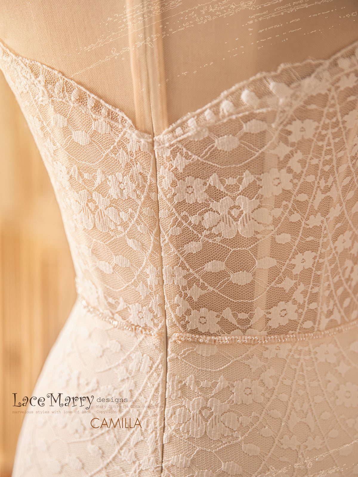 CAMILLA / Charming Lace Wedding Dress with Cap Sleeves