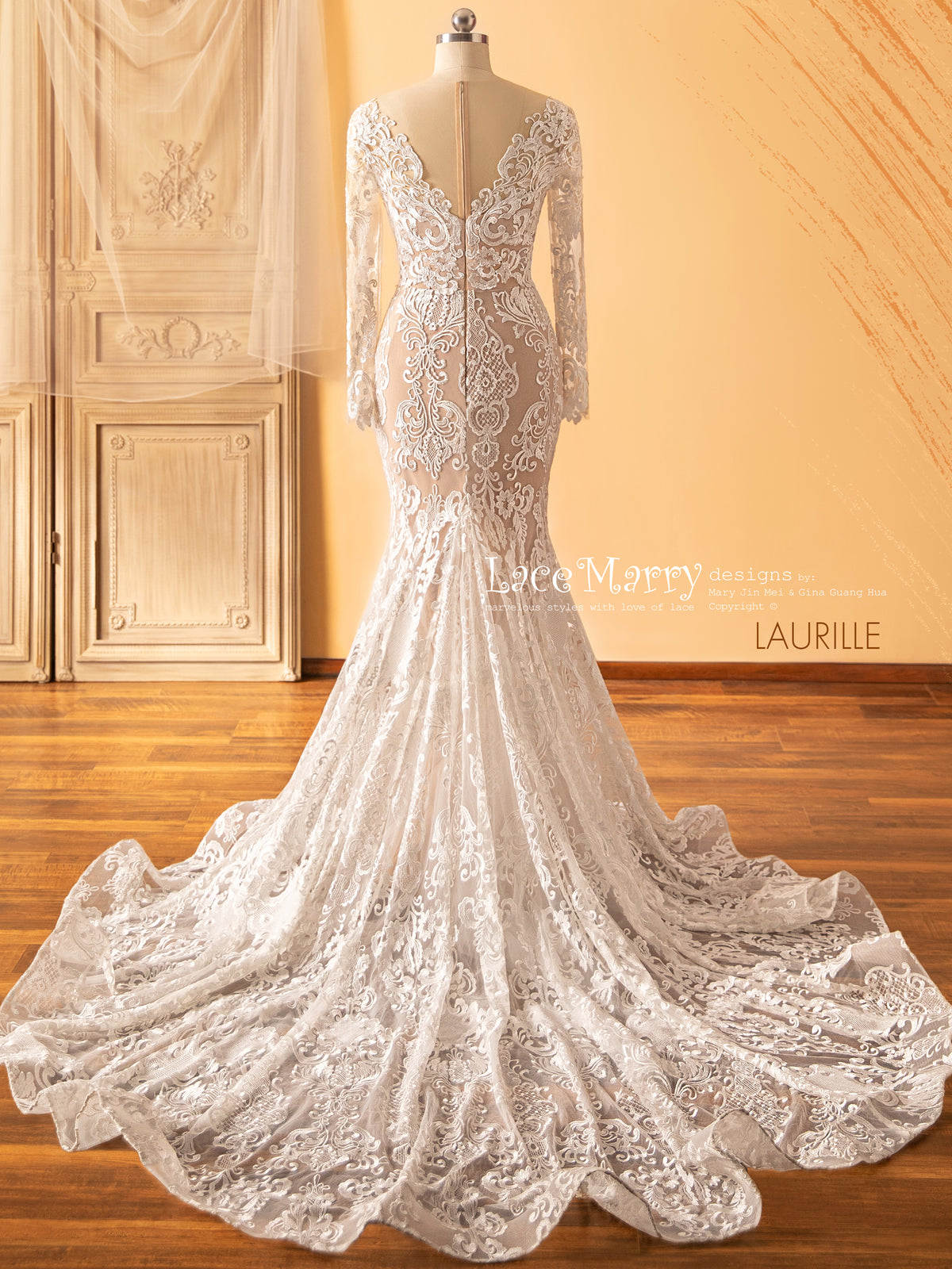 LAURILLE / Lace Wedding Dress with Long Sleeves