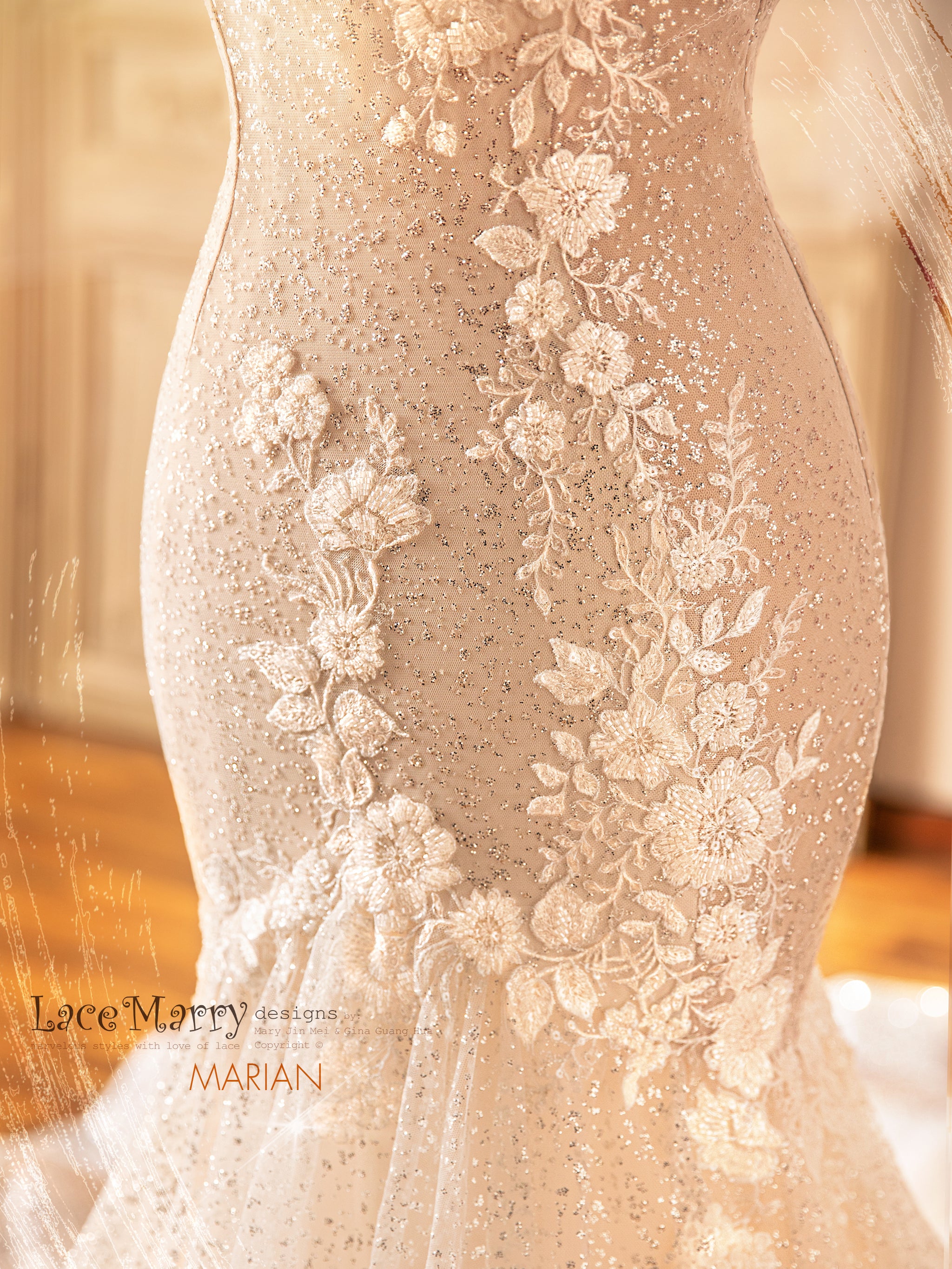 Sparkly White Glitter Plunging V-neck Long Wedding Gown - VQ
