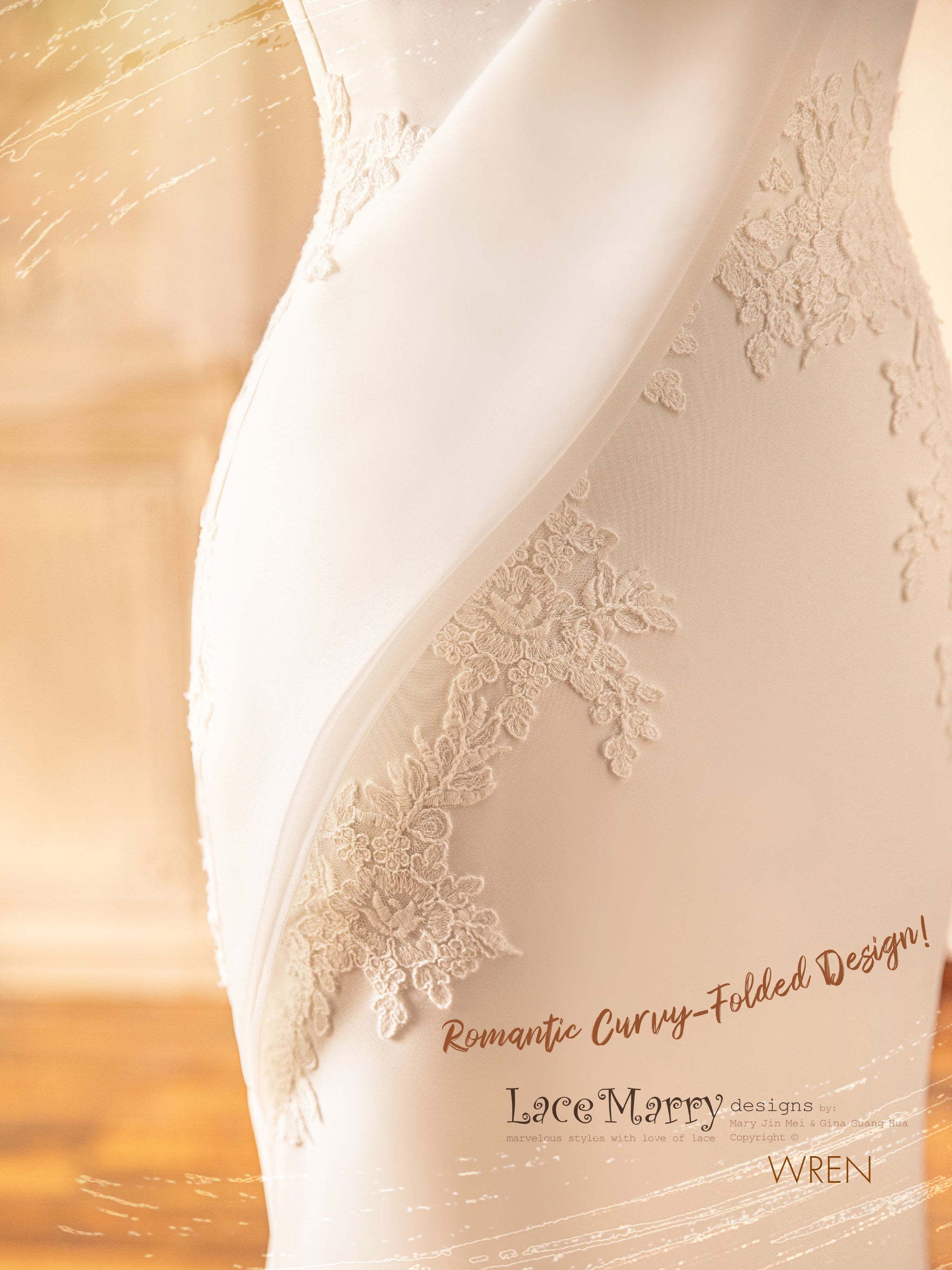 WREN / Elegant Wedding Dress with Romantic Neckline - LaceMarry WREN / Elegant Wedding Dress with Romantic Neckline - LaceMarry
