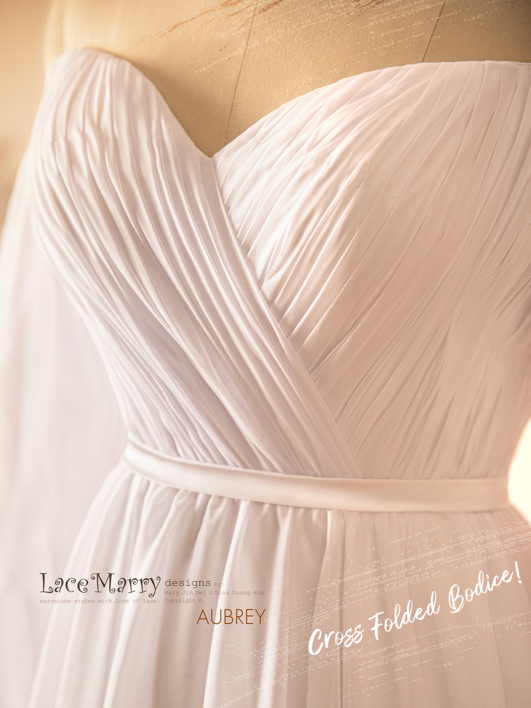 AUBREY / Long Puff Sleeves Plain Wedding Dress - LaceMarry AUBREY / Long Puff Sleeves Plain Wedding Dress - LaceMarry