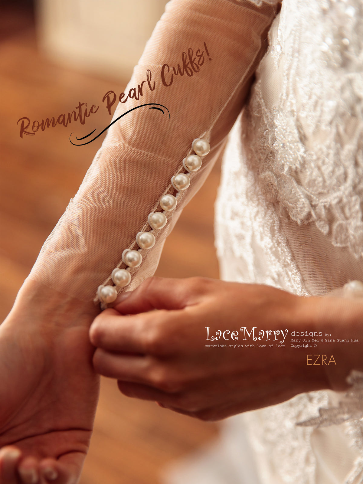 EZRA / Exclusive Lace Wedding Dress with Illusion Neckline
