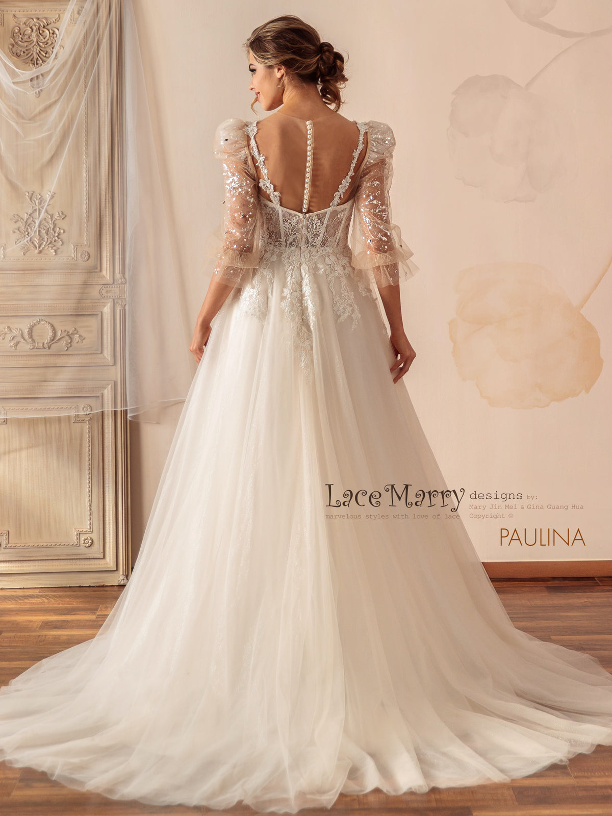 PAULINA / Transformer Wedding Dress with Removable Bolero - LaceMarry PAULINA / Transformer Wedding Dress with Removable Bolero - LaceMarry