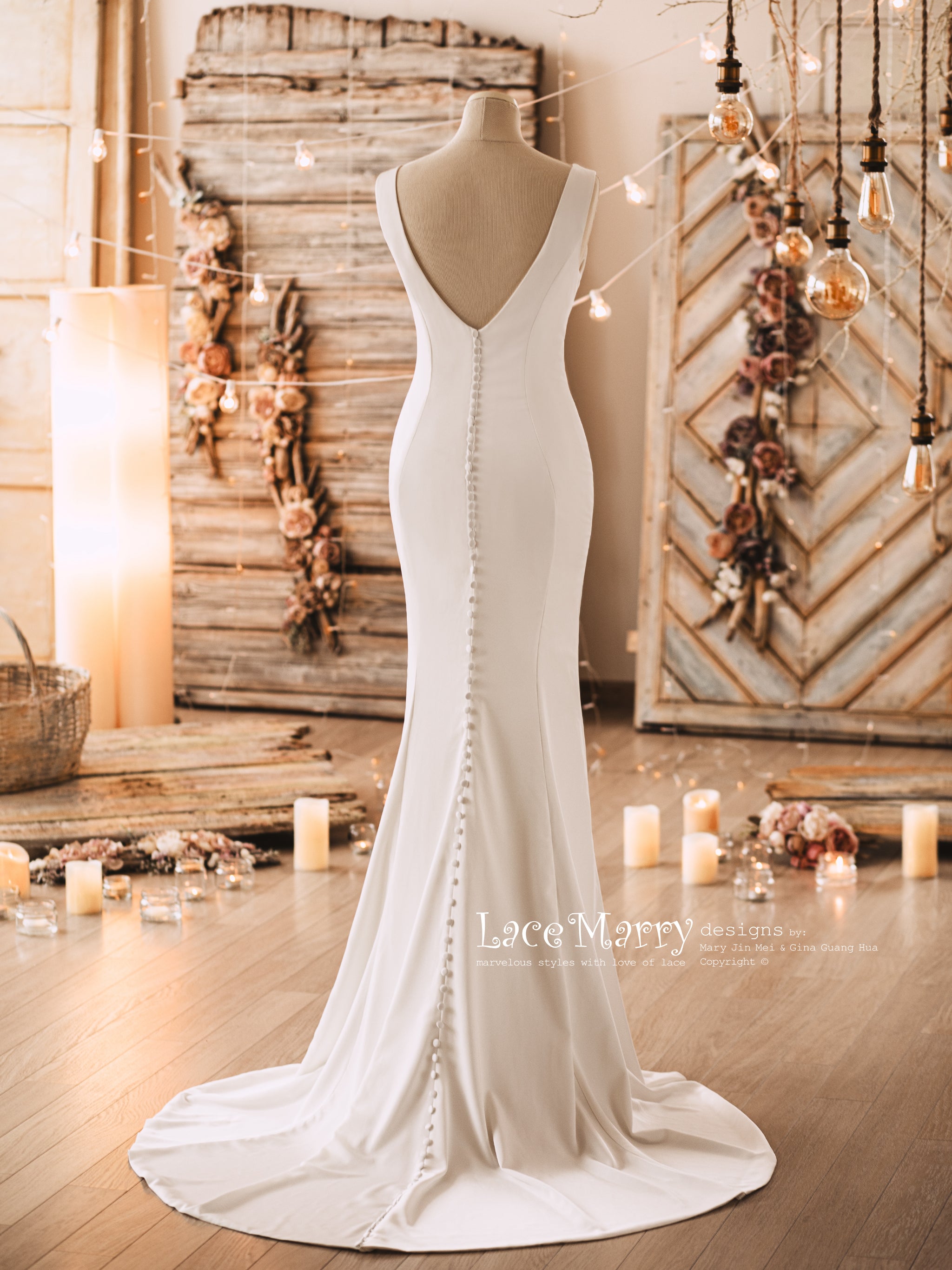 Simple and Elegant Wedding Dress from Luxury Elastic Satin - LaceMarry Simple and Elegant Wedding Dress from Luxury Elastic Satin - LaceMarry