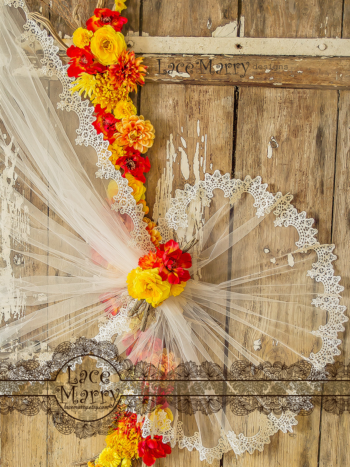 Mantilla Veil with Lace Edge