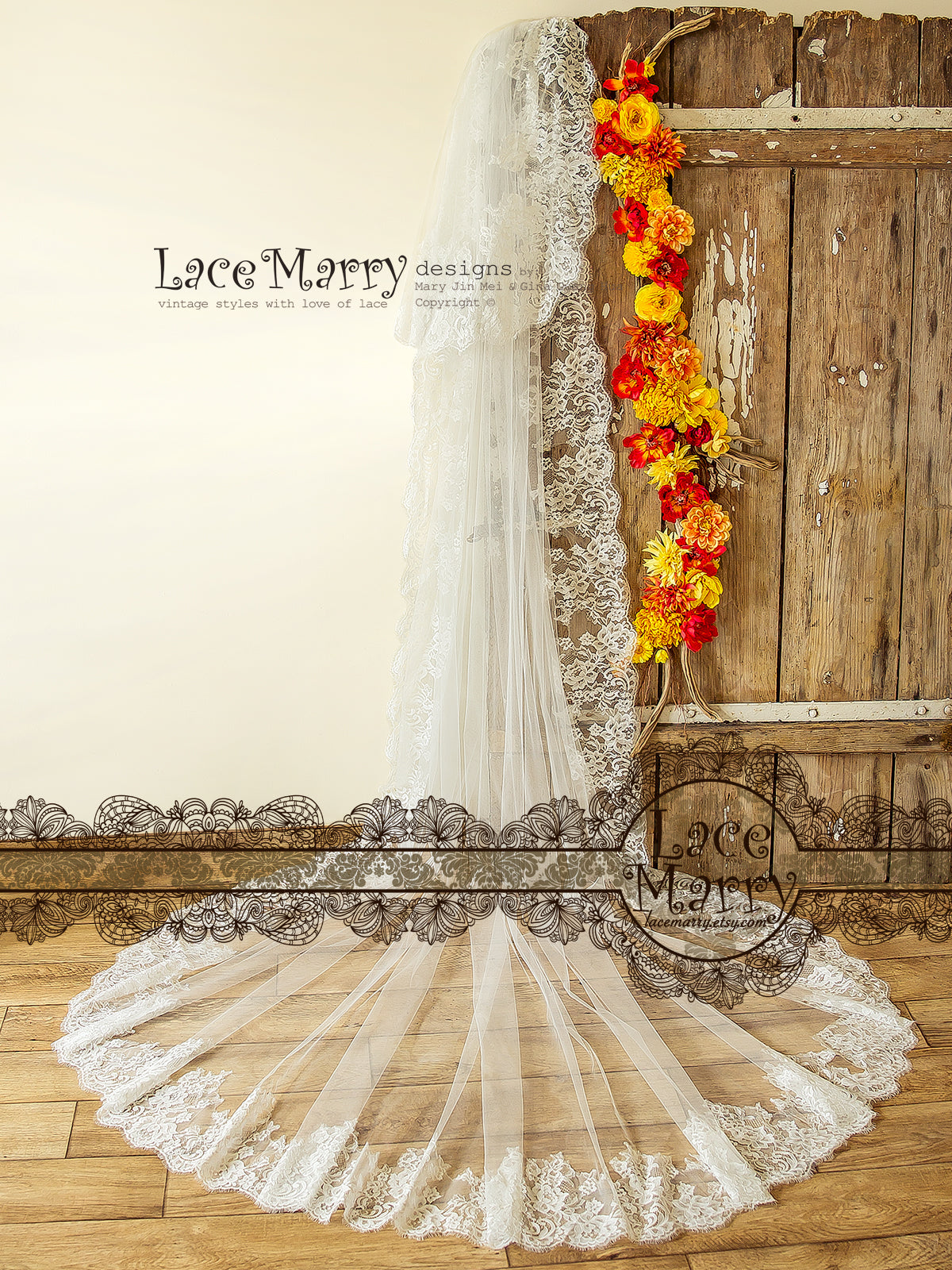 Long Chantilly Lace Veil