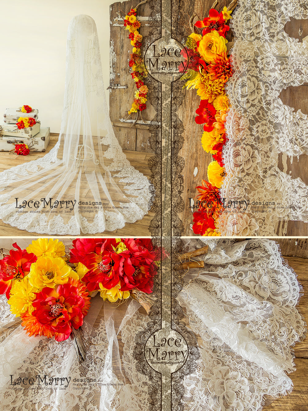 Long Veil with Lace