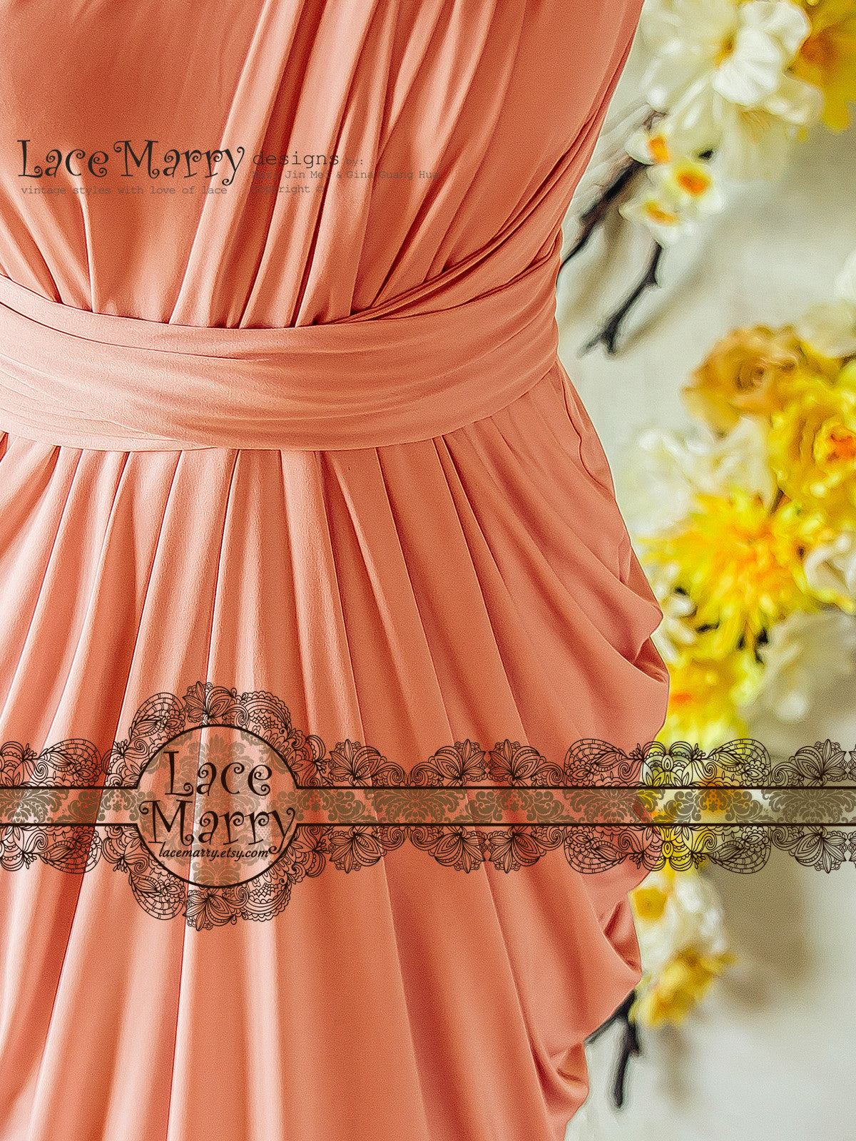 Peach color infinity dress clearance
