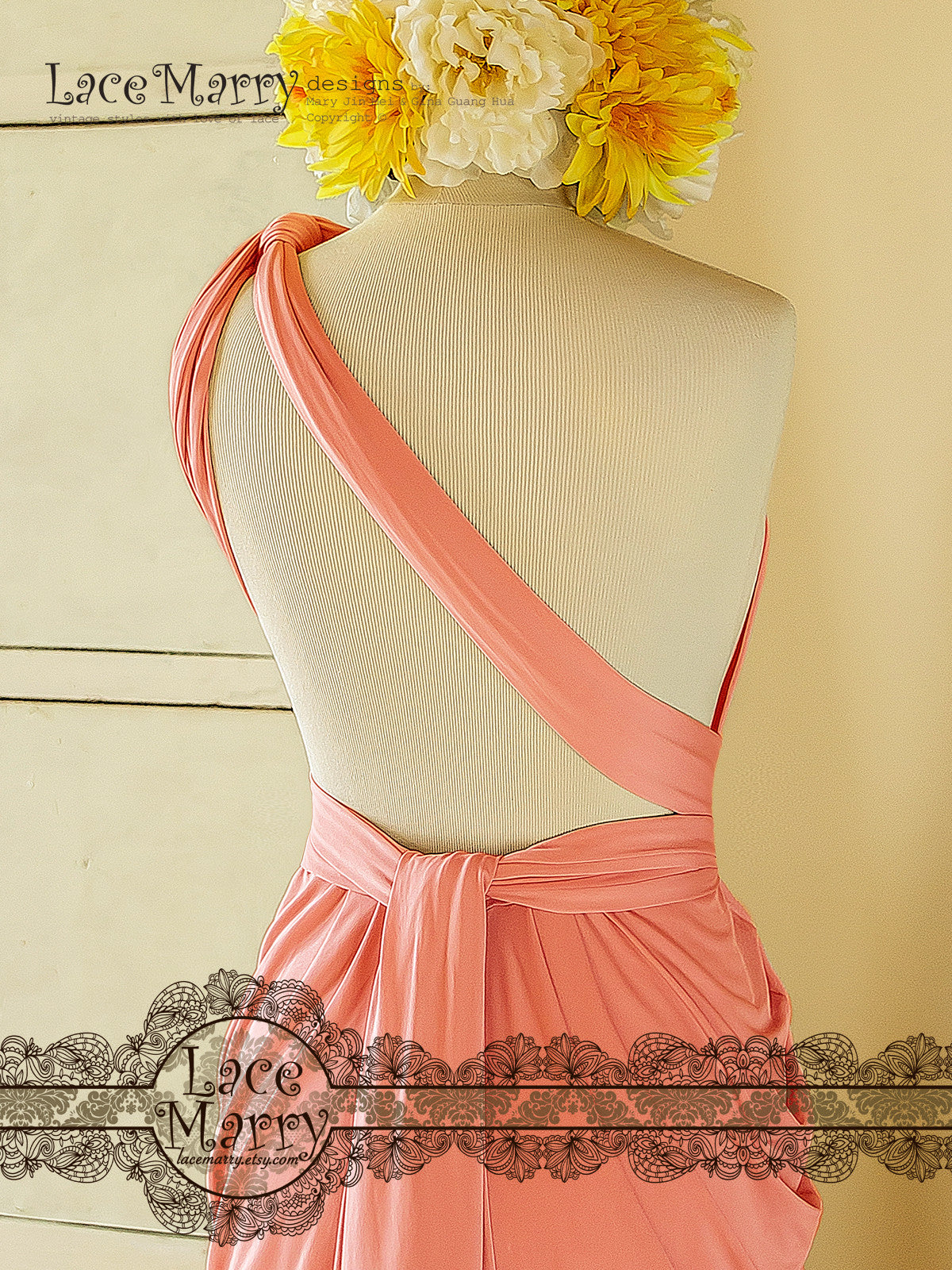 Maxi Length Blush Pink Bridesmaid Dress with Twist Wrap Convertible Top - LaceMarry Maxi Length Blush Pink Bridesmaid Dress with Twist Wrap Convertible Top - LaceMarry