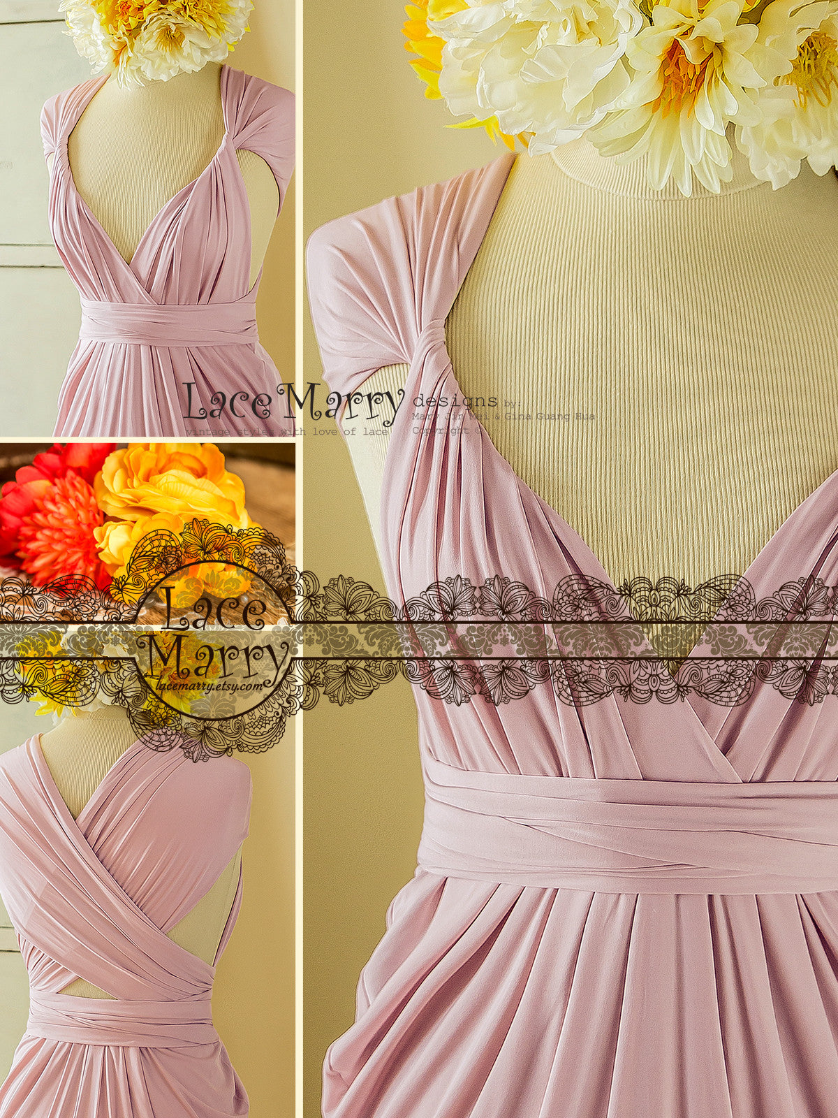 Greek Style Lavander Pink Infinity Dress