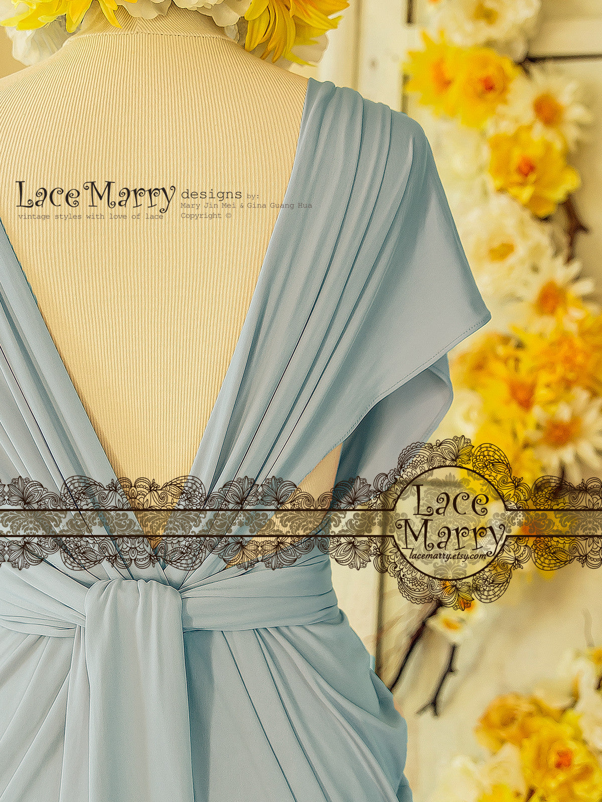 Powder Blue Infinity Bridesmaid Dress with Long Greek Style Skirt - LaceMarry Powder Blue Infinity Bridesmaid Dress with Long Greek Style Skirt - LaceMarry