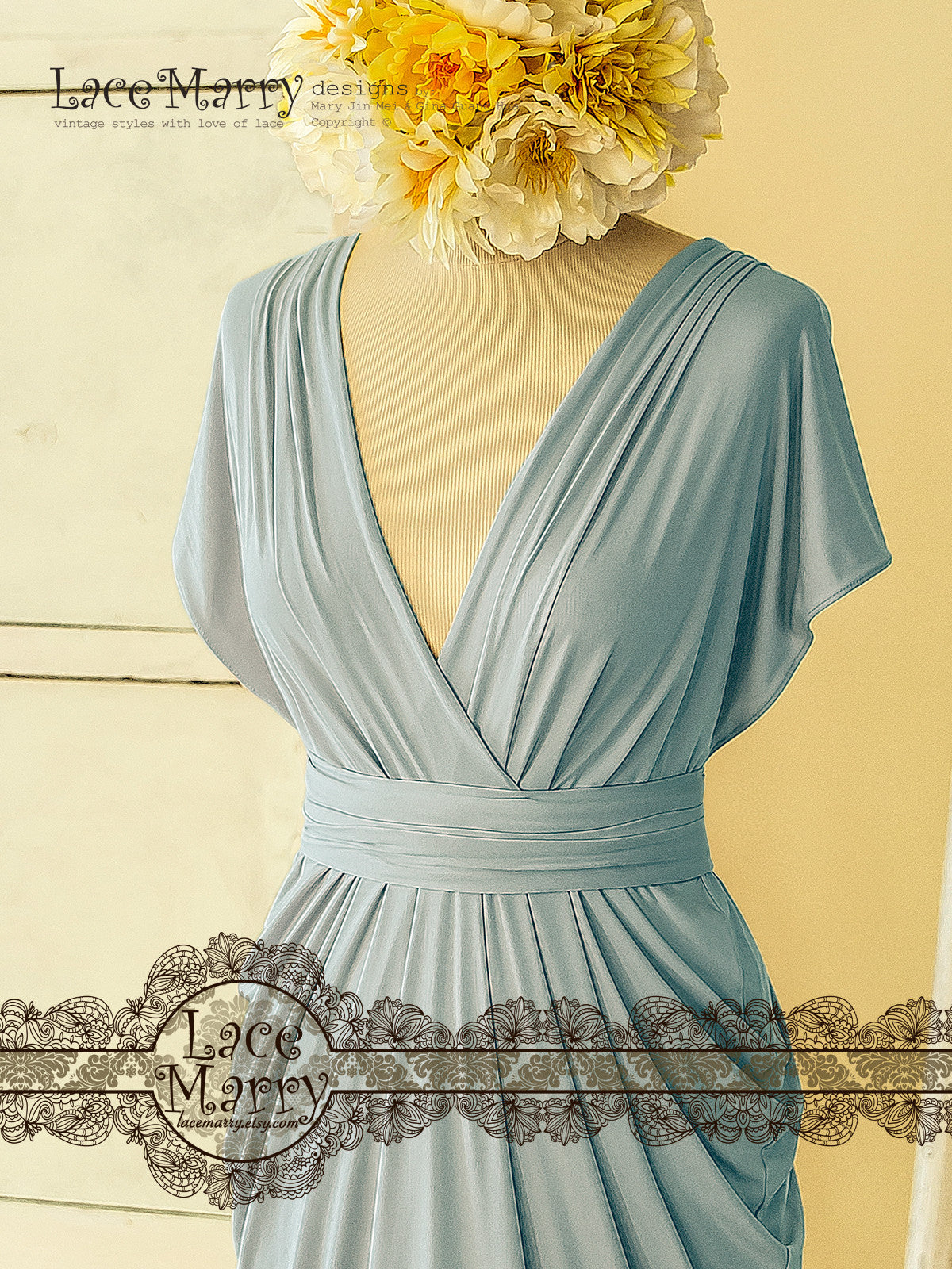 Powder Blue Infinity Bridesmaid Dress with Long Greek Style Skirt - LaceMarry Powder Blue Infinity Bridesmaid Dress with Long Greek Style Skirt - LaceMarry