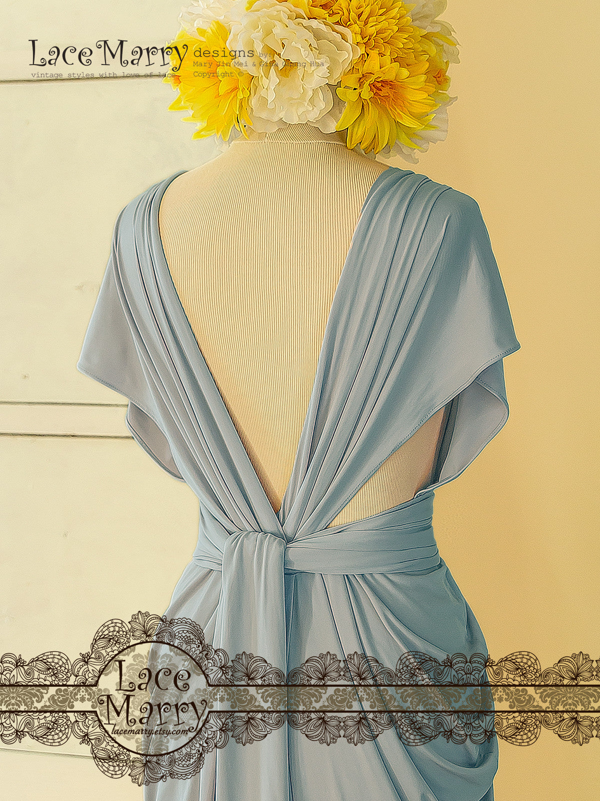 Powder Blue Infinity Bridesmaid Dress with Long Greek Style Skirt - LaceMarry Powder Blue Infinity Bridesmaid Dress with Long Greek Style Skirt - LaceMarry
