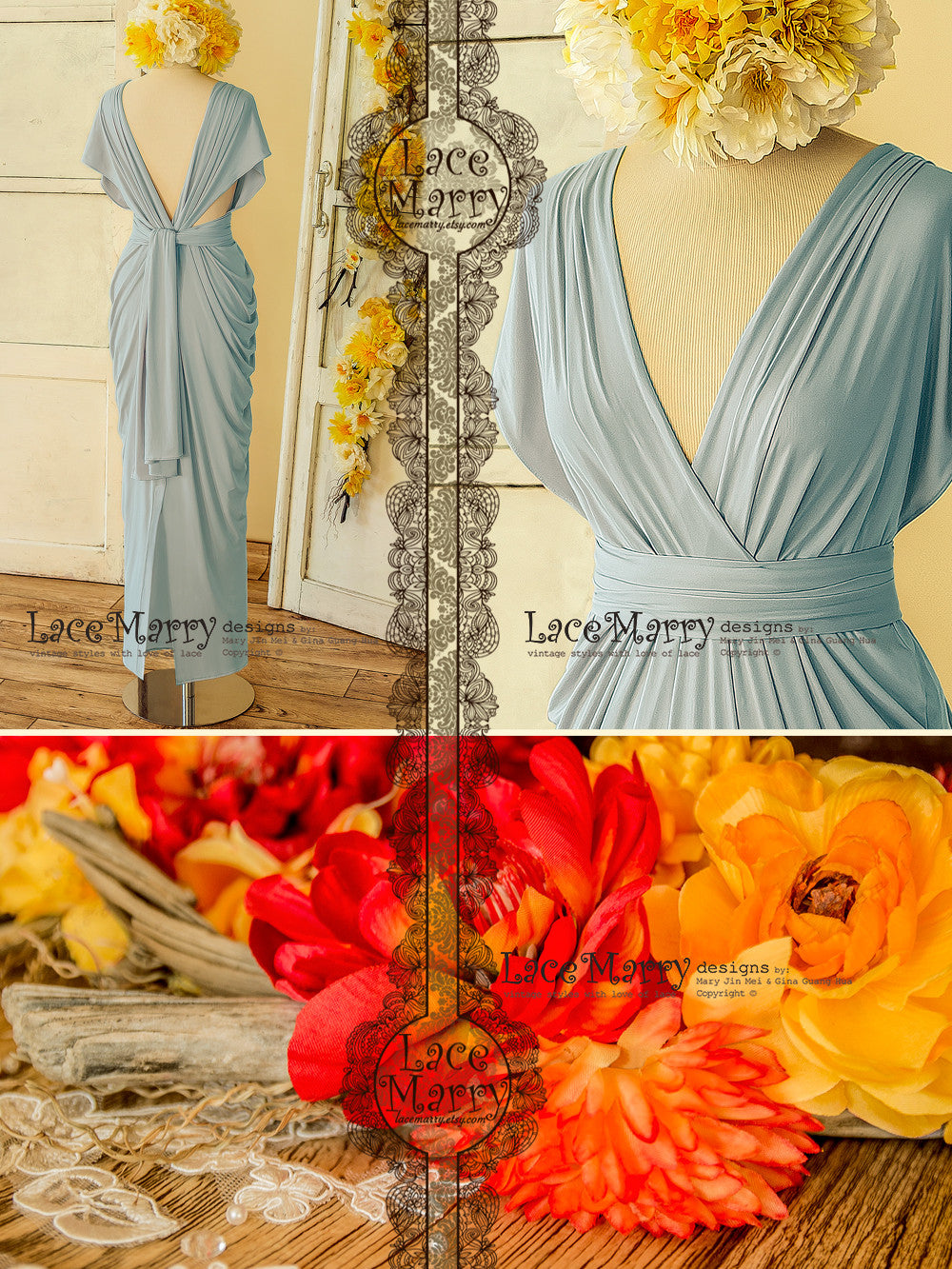 Powder Blue Infinity Bridesmaid Dress with Long Greek Style Skirt - LaceMarry Powder Blue Infinity Bridesmaid Dress with Long Greek Style Skirt - LaceMarry