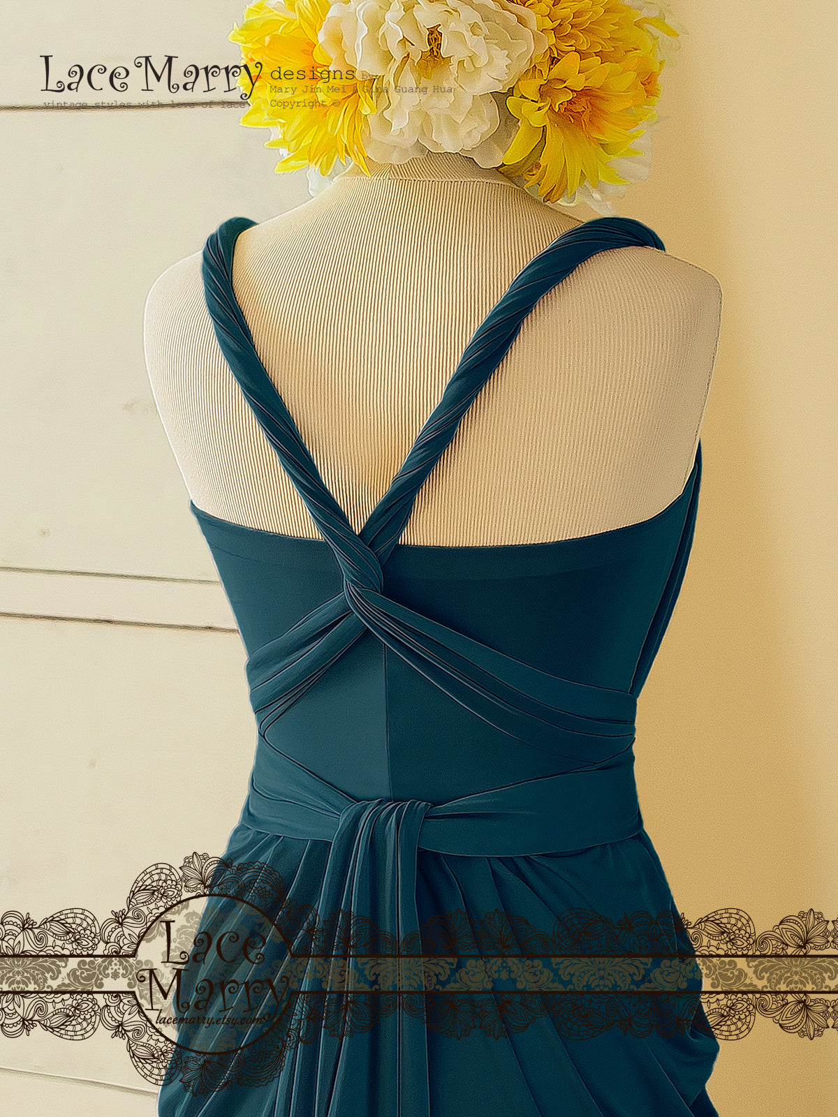 Elastic Bridesmaid Dress in Blue Color