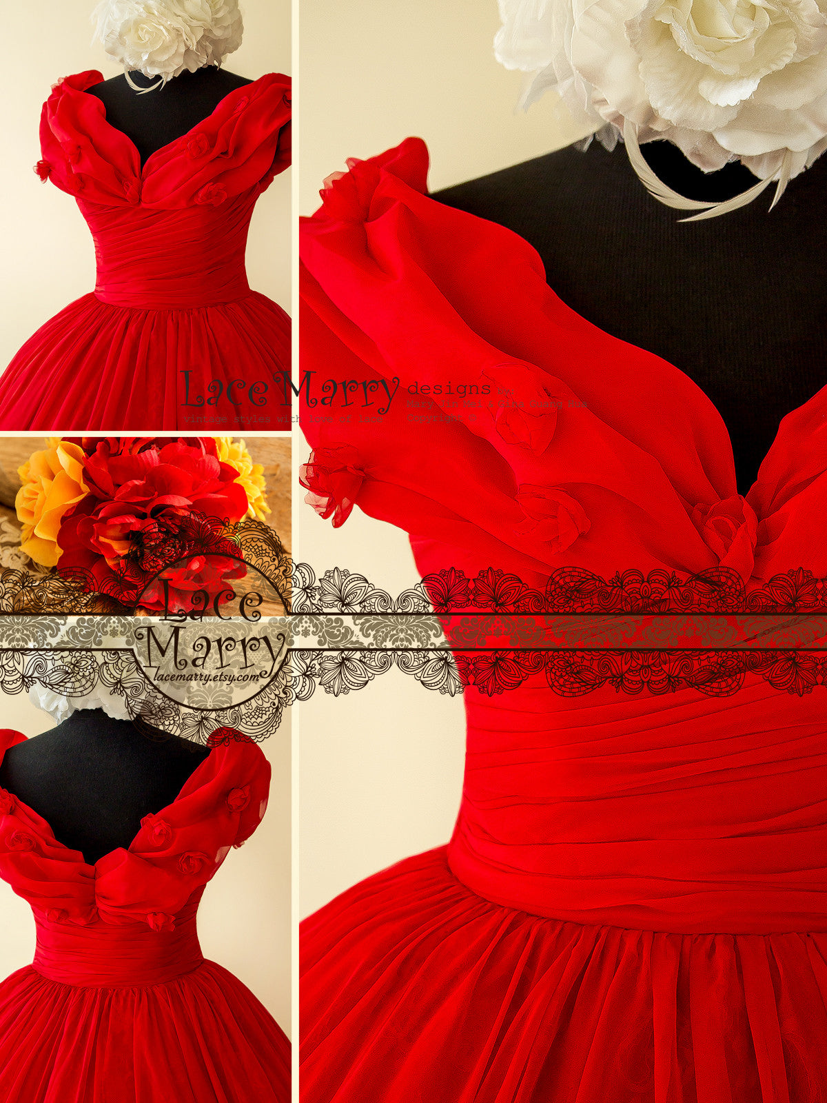 Short Red Lace Bridesmaid Dress