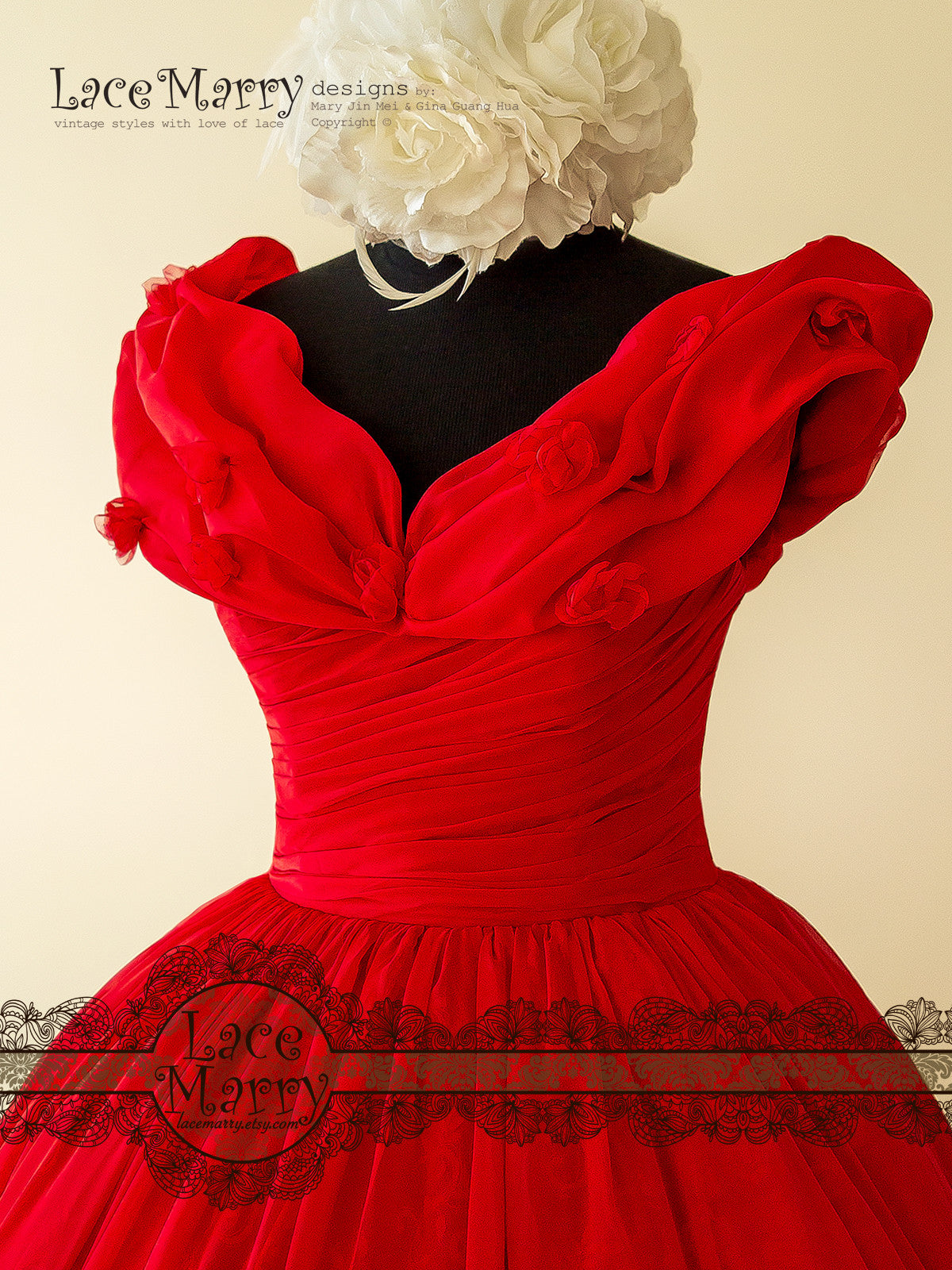 Princess Short Red Dress with Off Shoulder Organza Top & Puffy Skirt - LaceMarry Princess Short Red Dress with Off Shoulder Organza Top & Puffy Skirt - LaceMarry