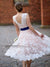 Short Blush Wedding Dress with V Cut Back