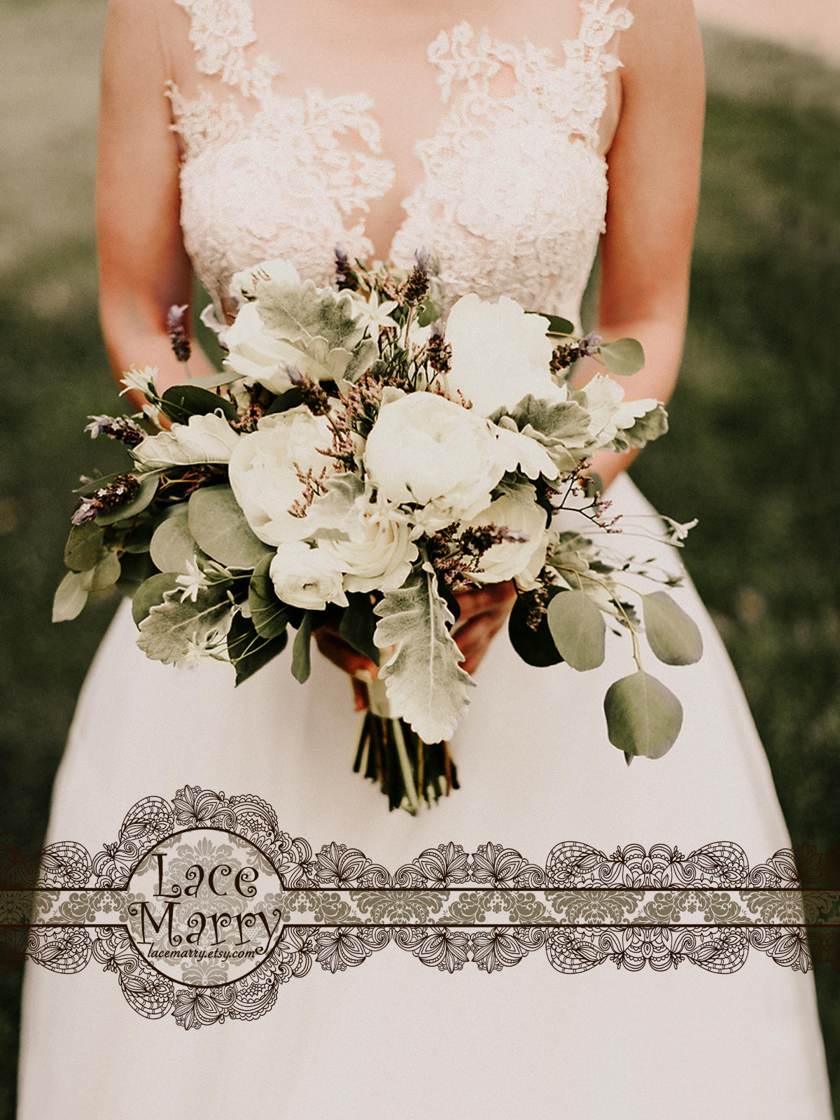 Wedding Dress with Lace Applique Top