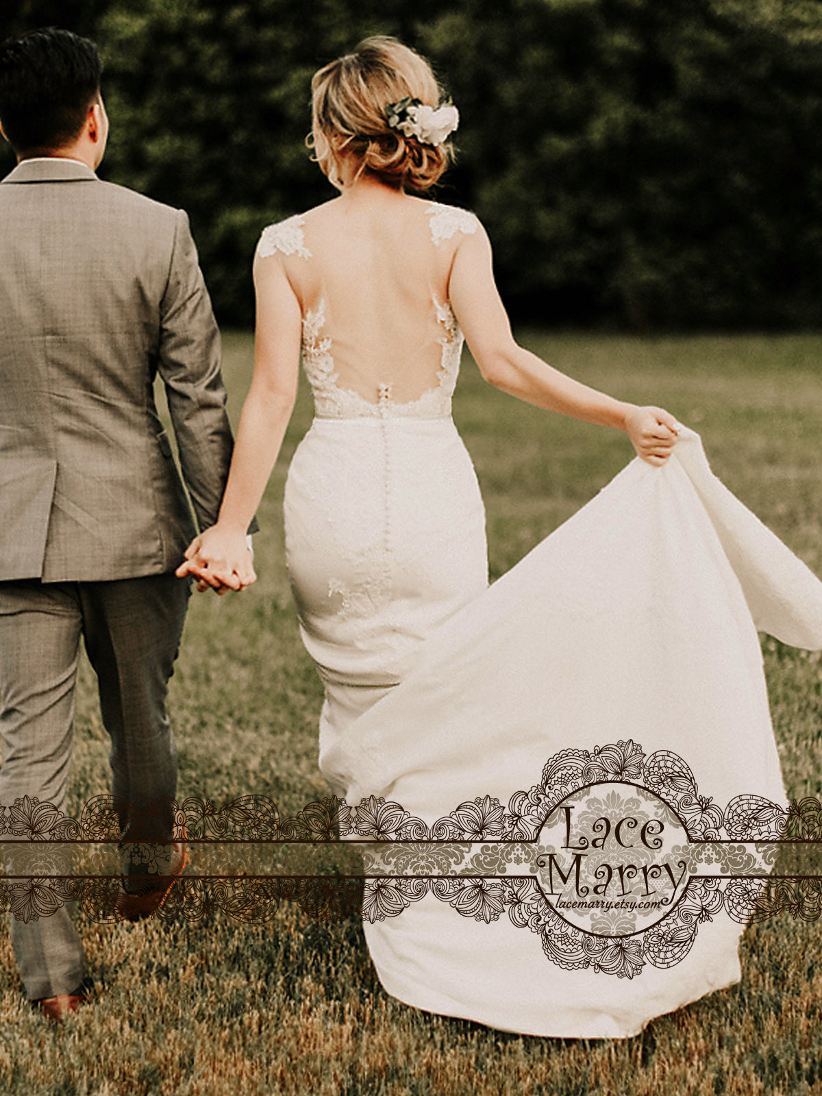 Open Back Lace Wedding Dress