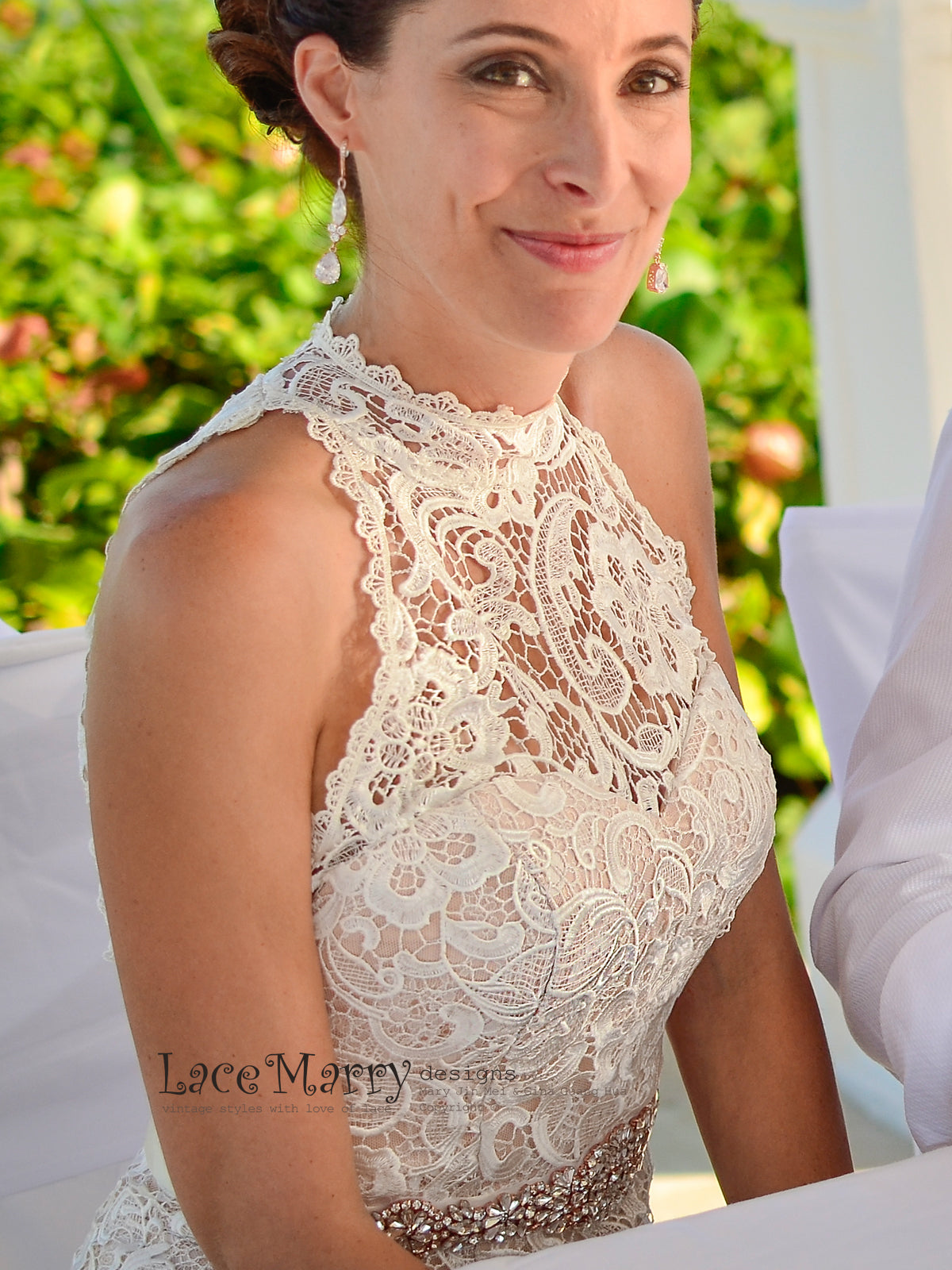 Illusion Neckline Lace Wedding Dress