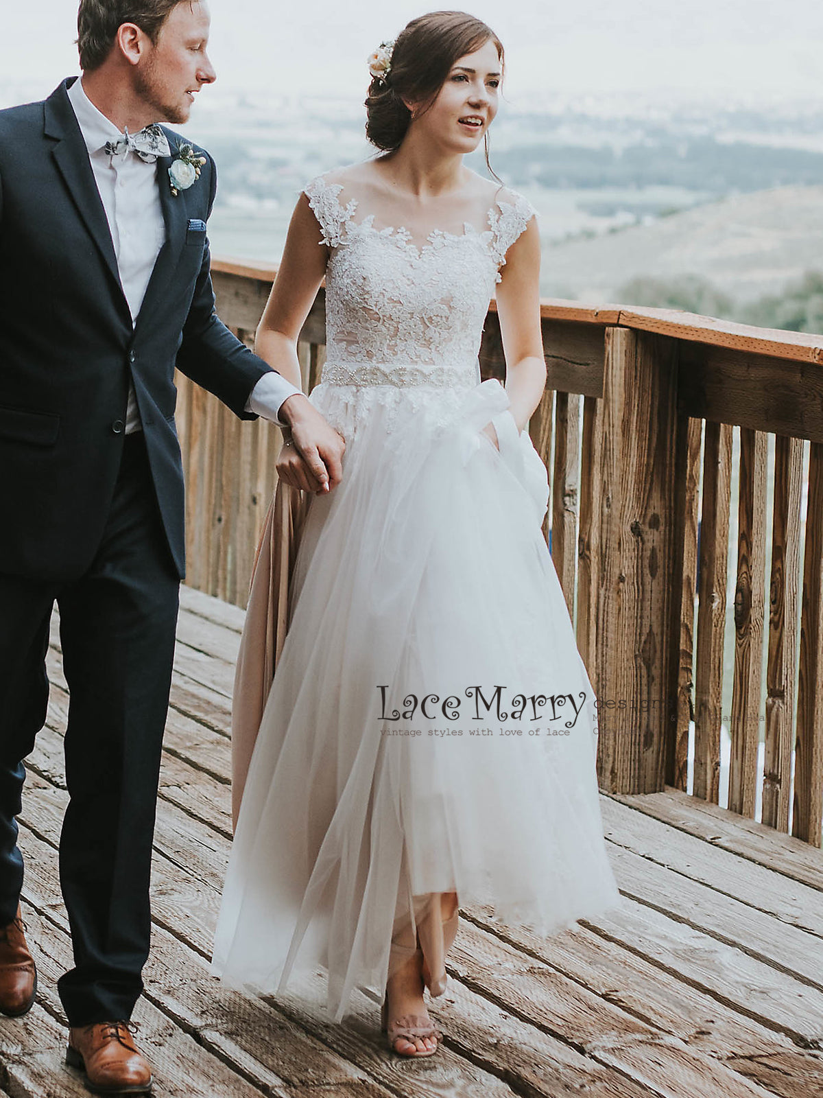 Airy Tulle Skirt Wedding Dress