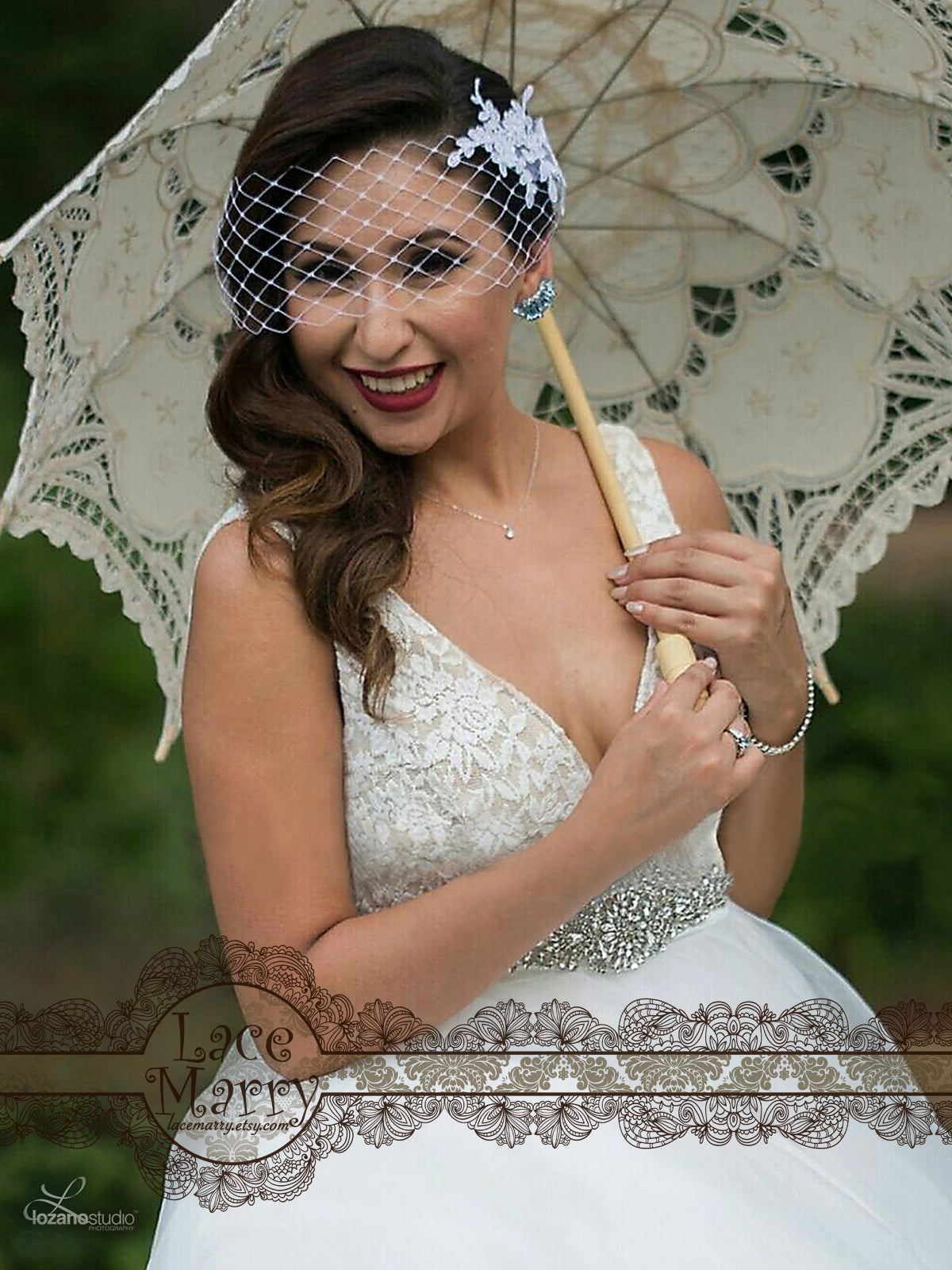 Lace Wedding Top in Deep Shaped V Cut