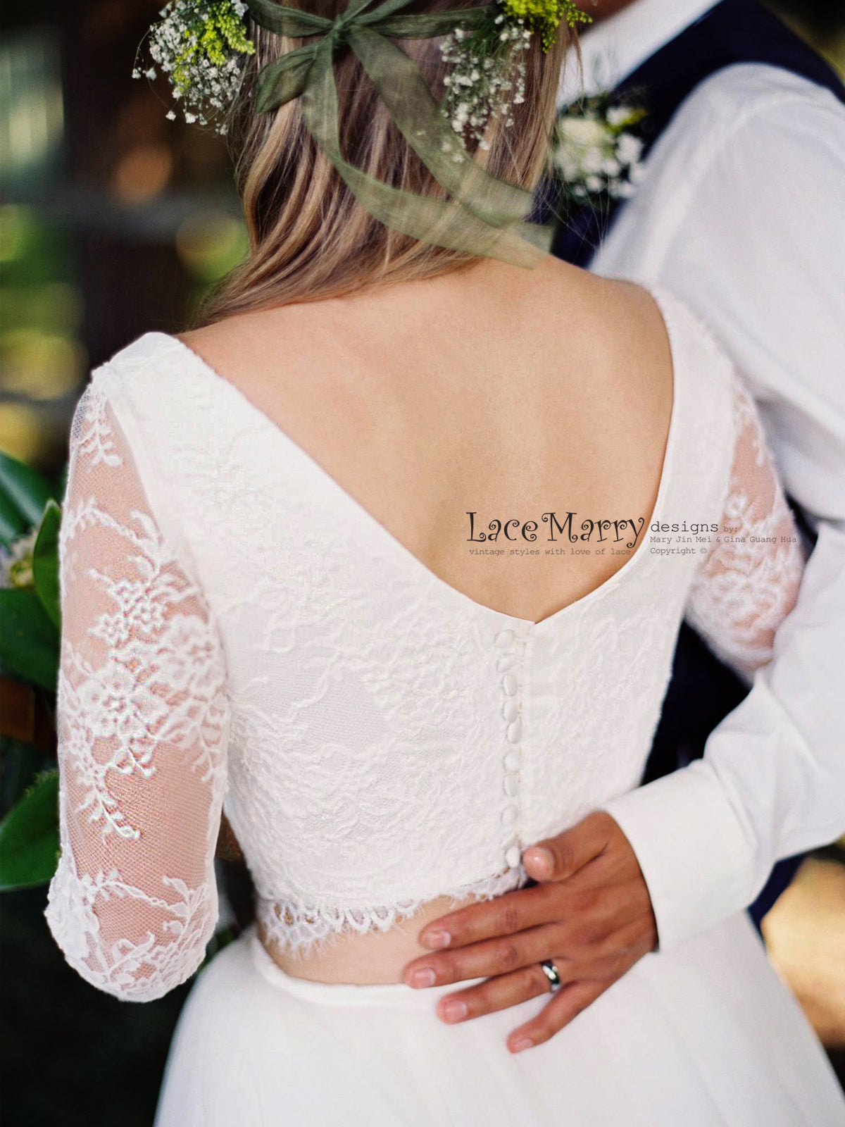 Two Piece Wedding Dress with Long Sleeves